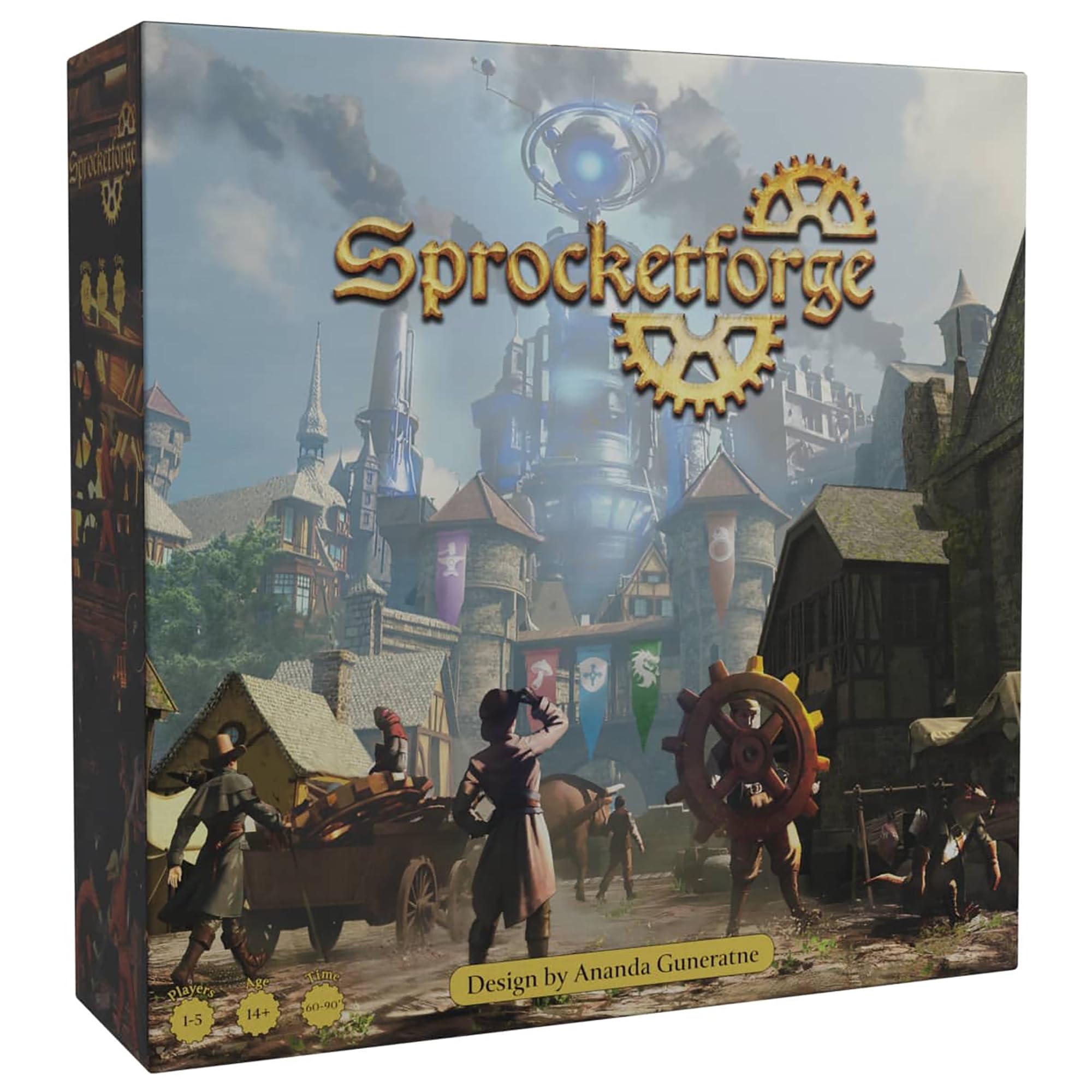 Sophisticated Cerberus Games: Sprocketforge - First Edition, Fantasy Board Game, Engine Building, Resource Management, 3D Gears, Ages 14+, 1-5 Players