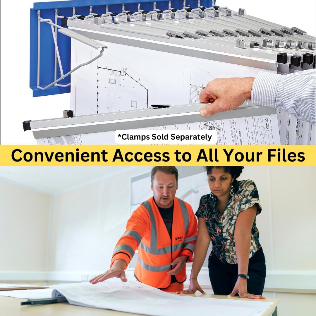 Large File Pivot Wall Rack for Blueprints, Blue