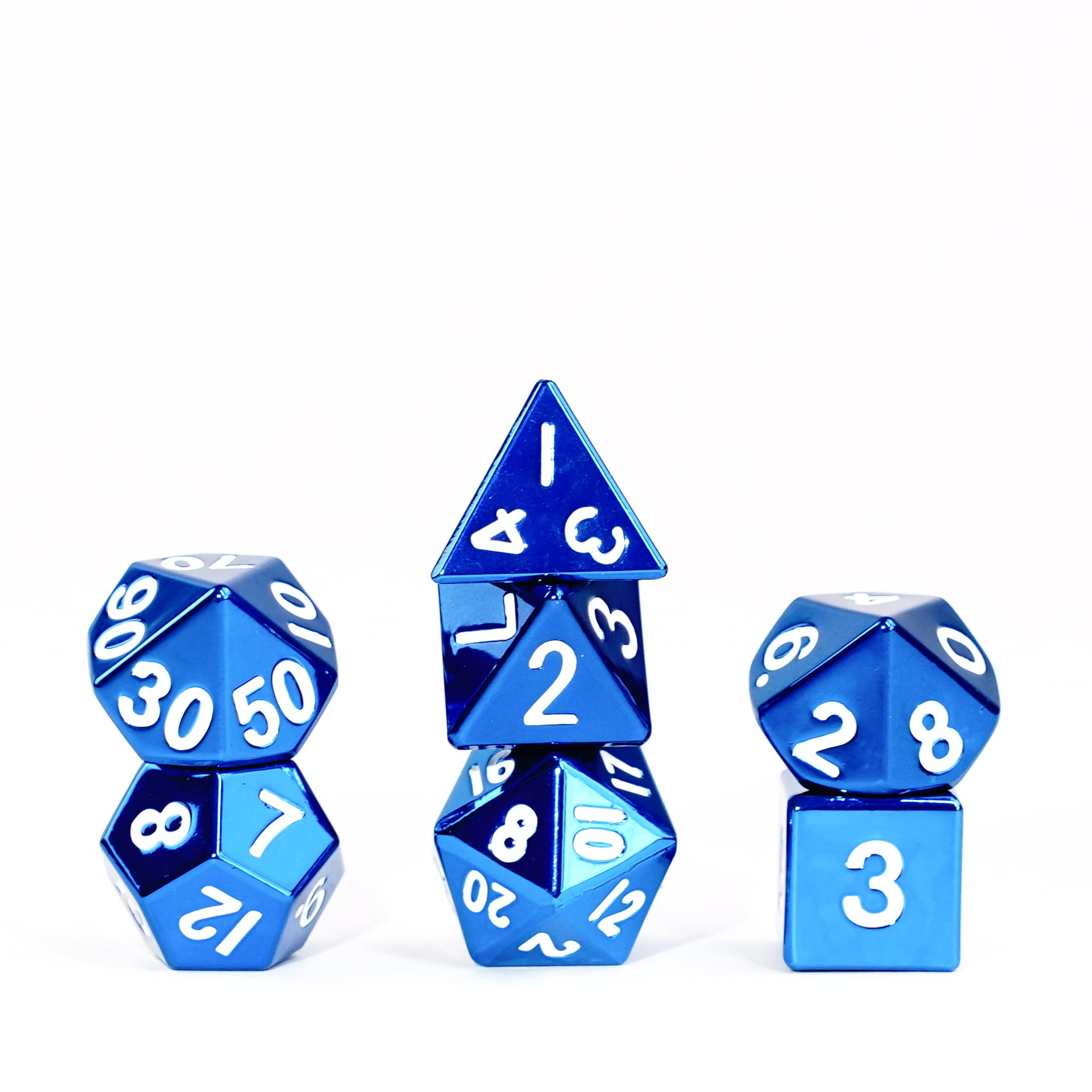 FanRoll 16mm Metal Polyhedral DND Dice Set: Blue, Role Playing Game Dice for Dungeons and Dragons