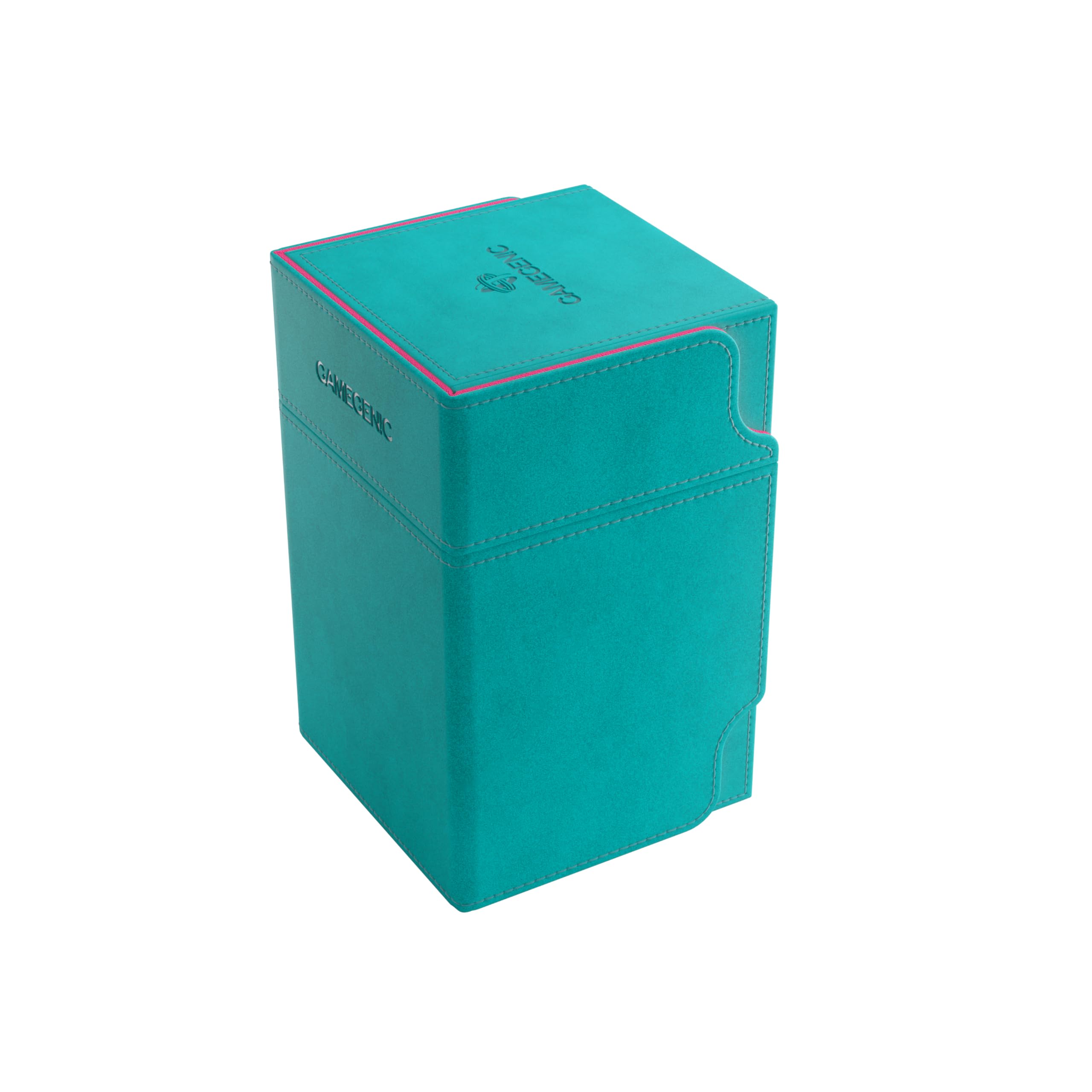 Gamegenic Watchtower 100+ XL Convertible Deck Box - Double-Sleeved Card Storage, Card Game Protector, Nexofyber Surface, Holds Up To 100 Cards, Teal/Pink Color, Made