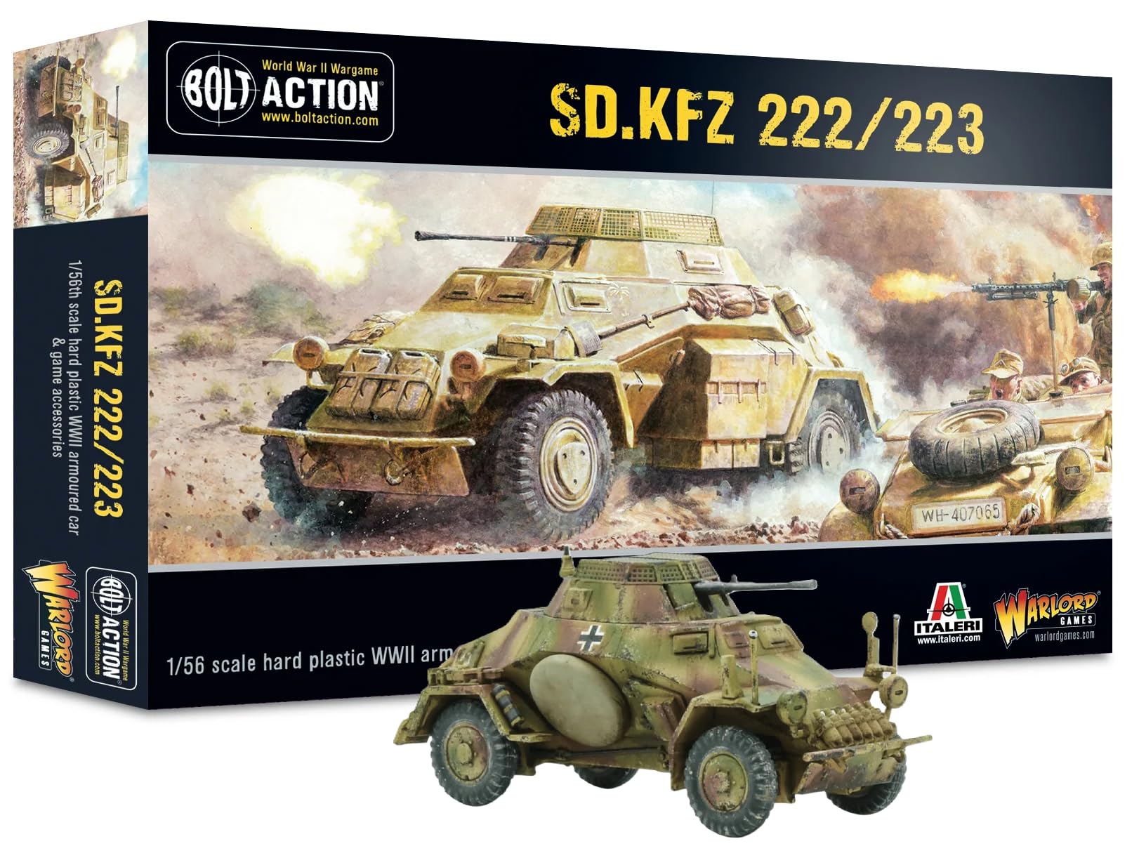 Warlord Games Bolt Action WWII Sd. Kfz 222/223 Armored Car 1:56 Military Table Top Wargaming Plastic Model Kit 402012029