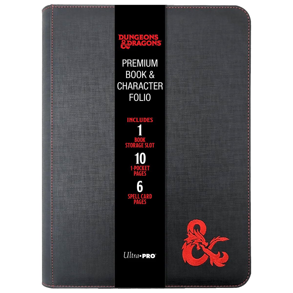 Dungeons & Dragons E-18585 Premium Zippered Book & Character Folio Portfolio, Black/Grey ys/m