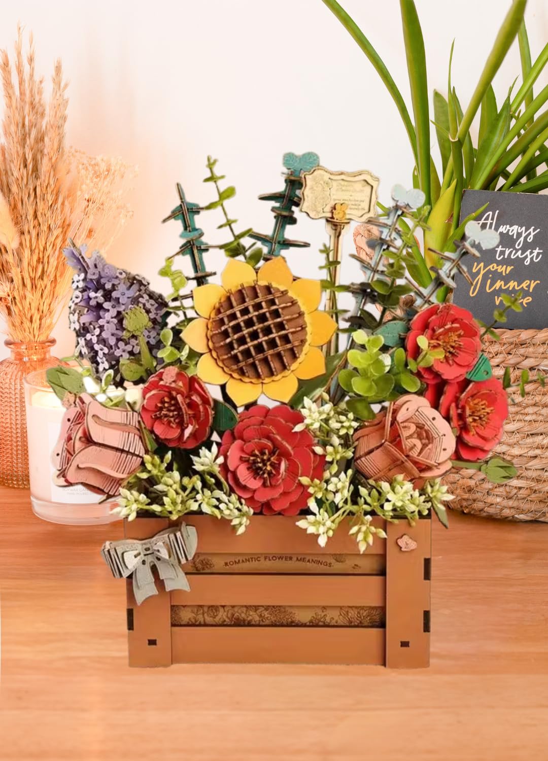 HRP Robotime Wooden Flower Box - Wood Bloom Craft
