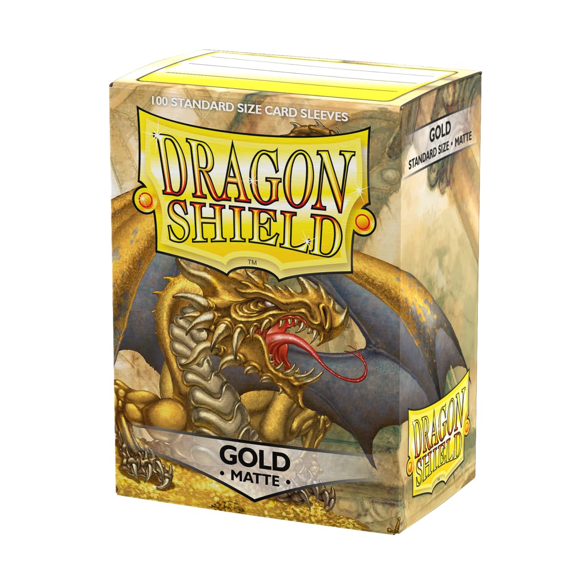 Dragon Shield | Standard Size Card Matte Sleeves | 100 CT - Smooth & Tough Premium TCG Sleeves | Compatible with Pokemon, Flesh & Blood, One Piece & Magic The Gathering | Gold - Matte