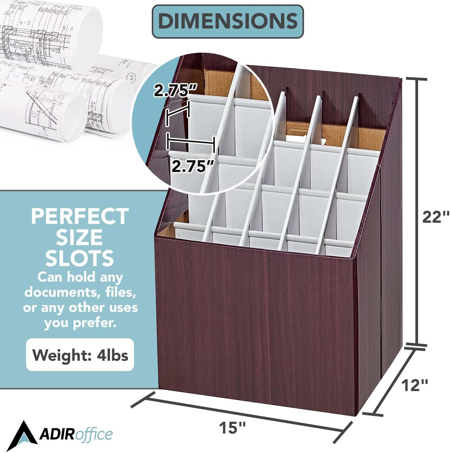 20-Slot Upright Roll file Corrugated Box