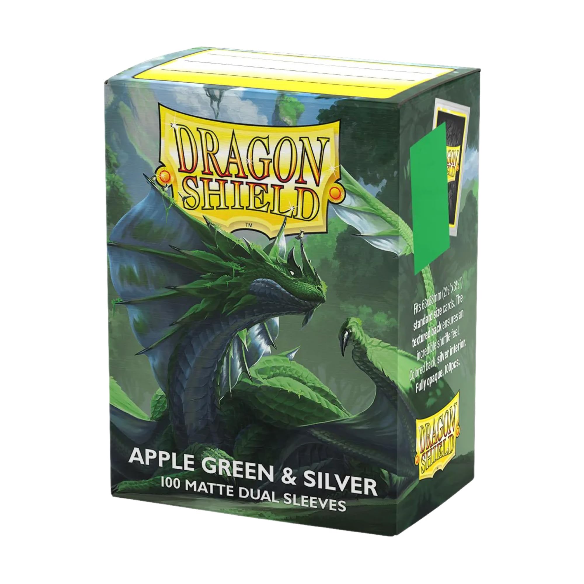 Dragon Shield | Matte Dual Standard Size Card Sleeves | 100ct - Smooth & Tough Premium TCG Sleeves - Compatible with Pokemon, One Piece, and Magic: The Gathering | Apple Green & Silver