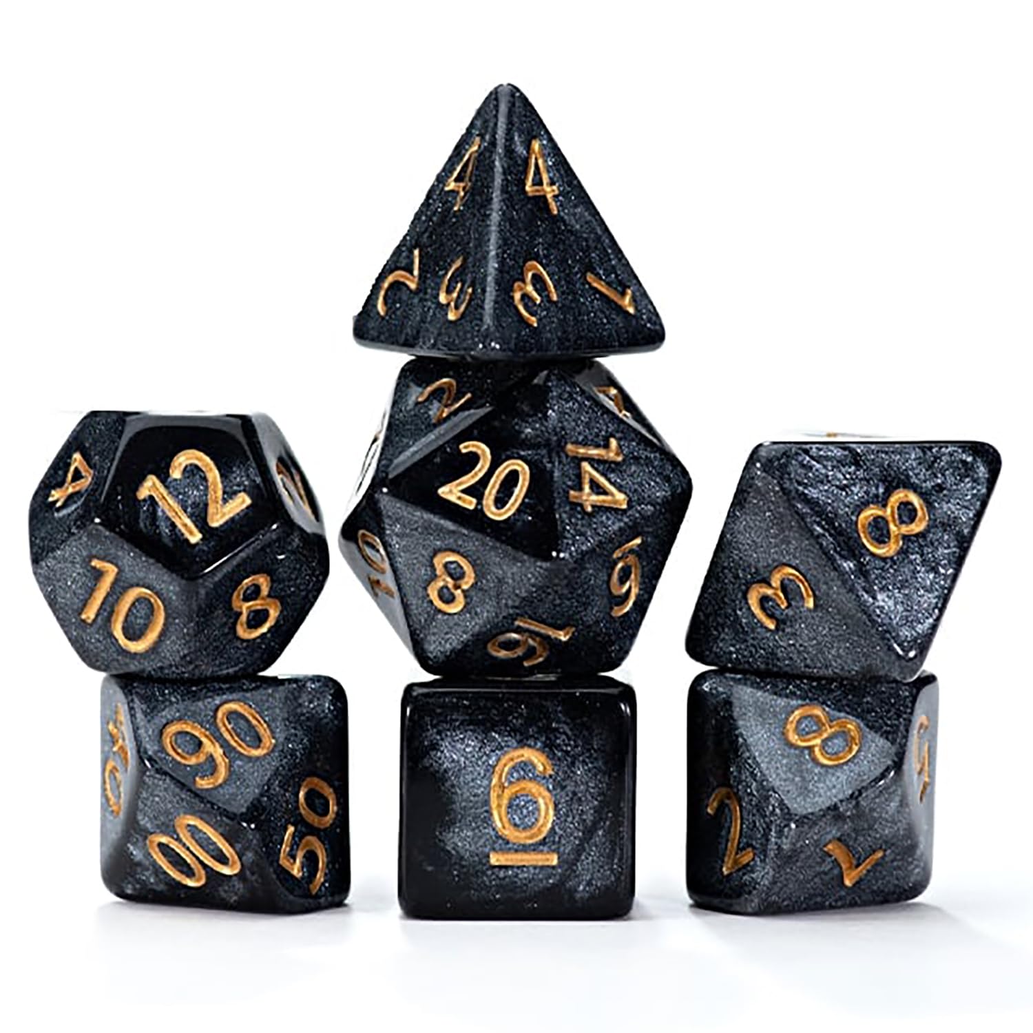 7-Set Cube Mercurial Dice: Poly Set - Black Hole (7)