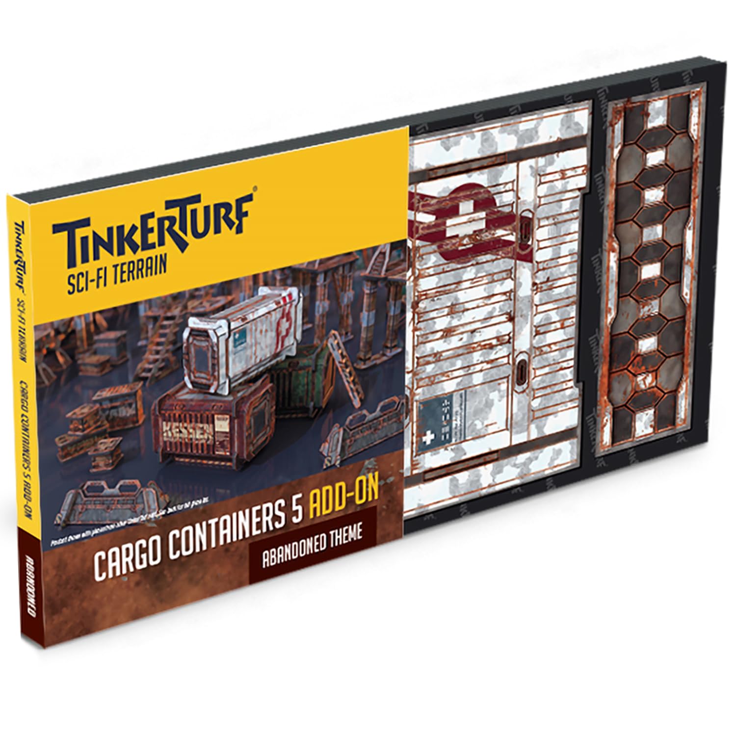 TinkerTurf Sci-Fi Terrain: Cargo Containers 5 Add-On, 3 Containers Included, Neutral Theme, Modeular Design, Easy Storage, Virtually Limitless Setups