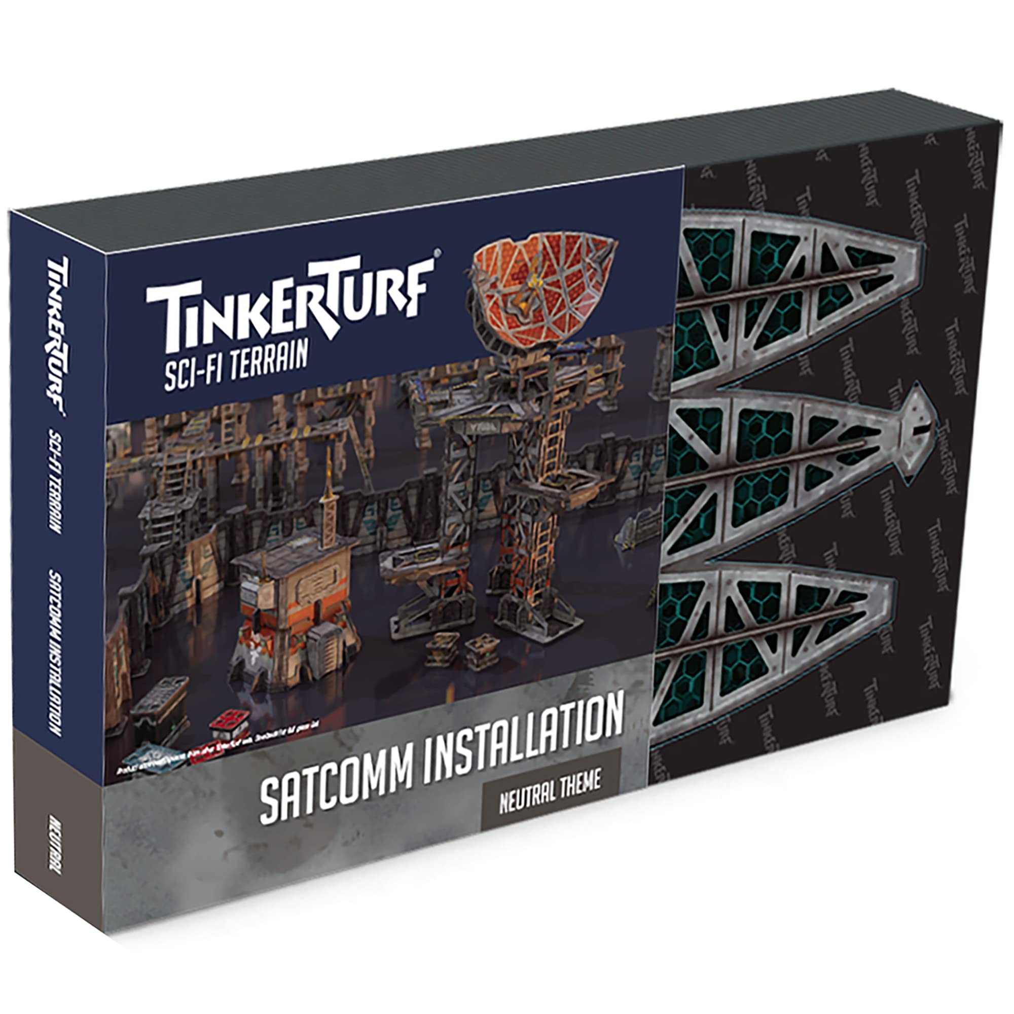 TinkerTurf Sci-Fi Terrain: SatComm Installation, Neutral Theme, Sturdy, Affordable, Great-Looking Full-Color Terrain, Quick and Easy to Assemble, Virtually Limitless Setups