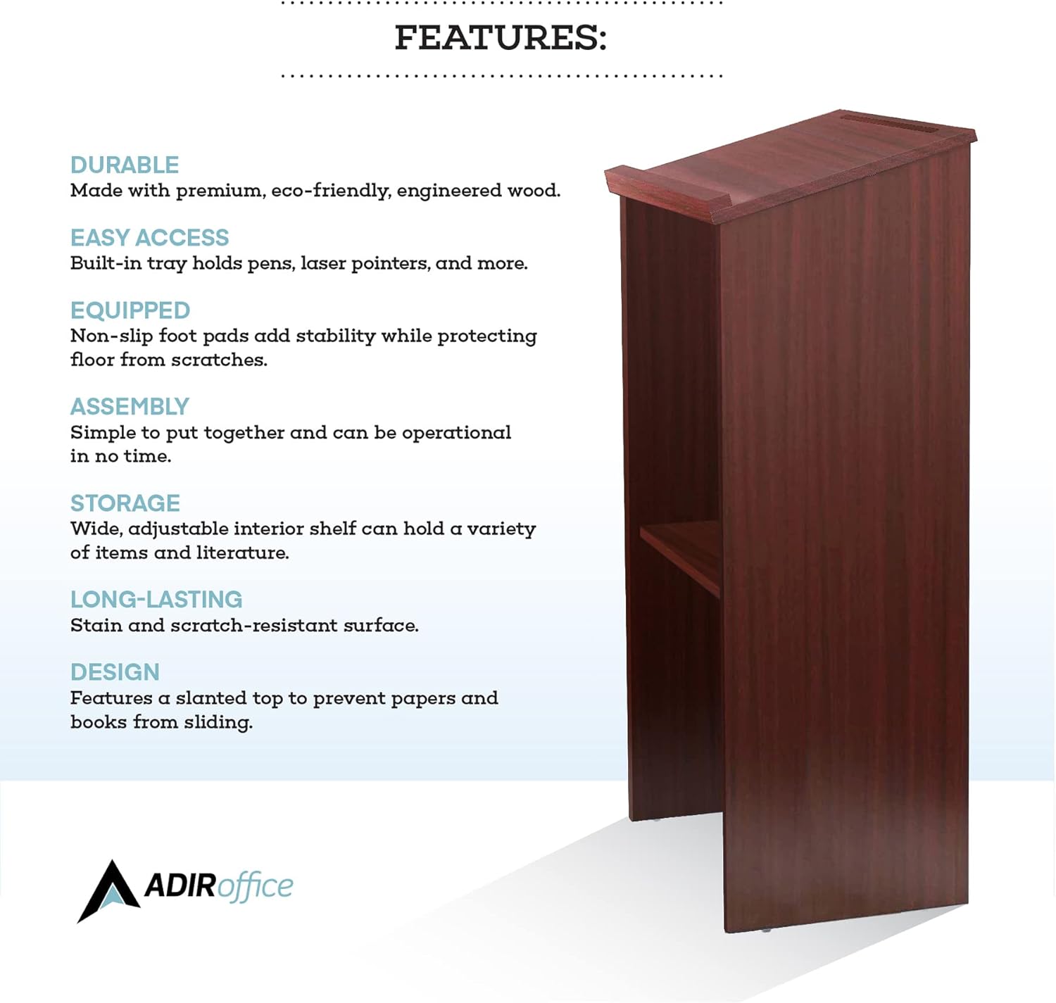 Wood Stand-up Podium Lectern, Mahogany