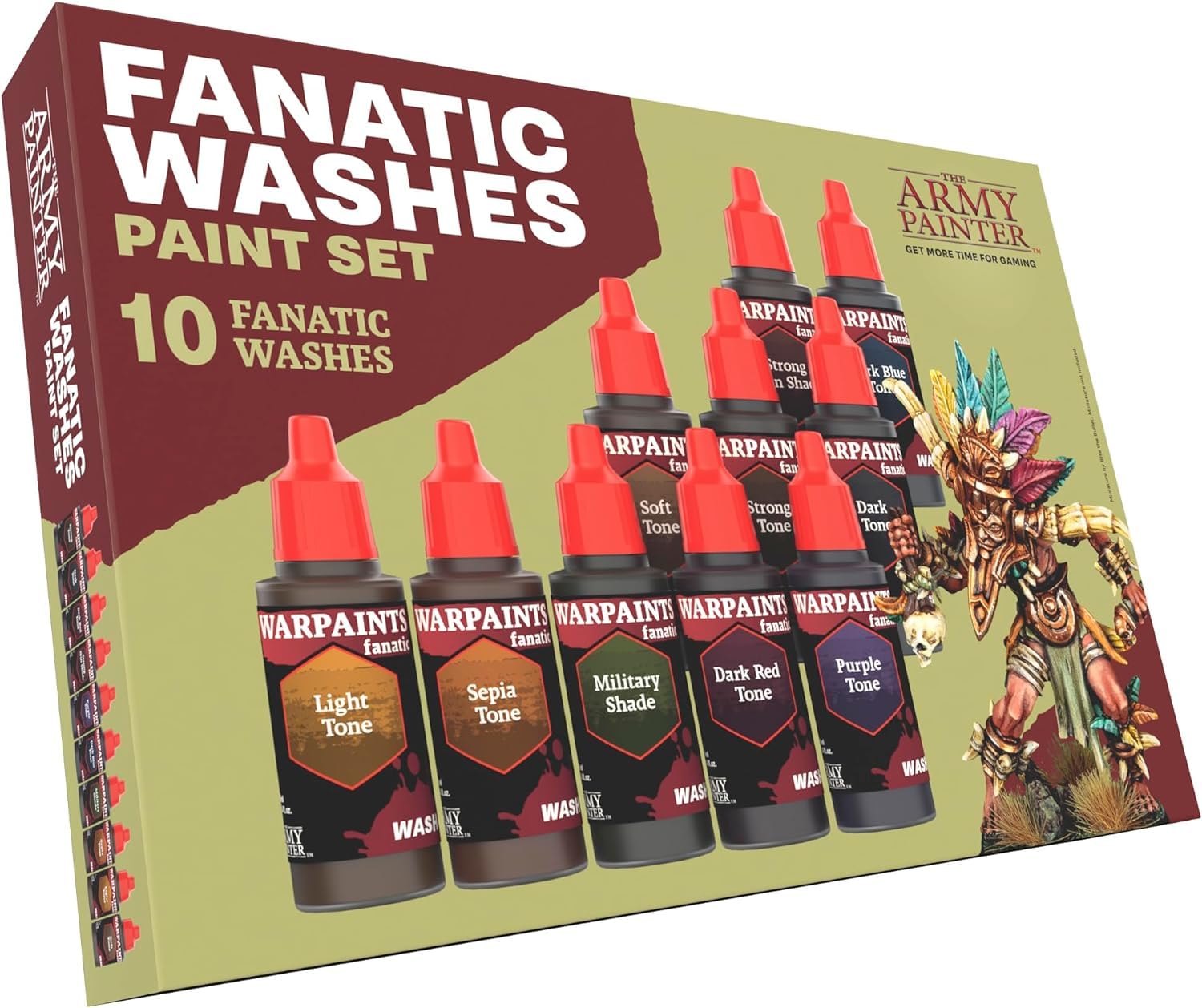 The Army Painter, Warpaints Fanatic Washes Paint Set, 10 x 18 ml Acrylic Paint - Model Paint Washes and Shades for Miniature Models, Warhammer & Dnd miniatures