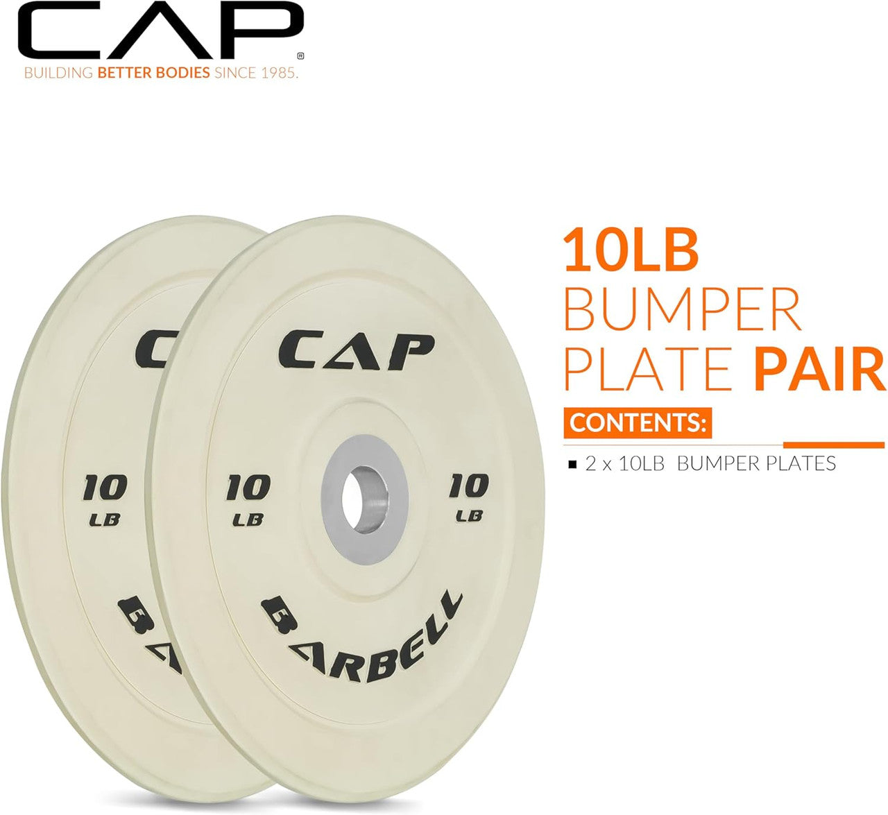 CAP Barbell 10 lb Competition Bumper Plate, Pair, White