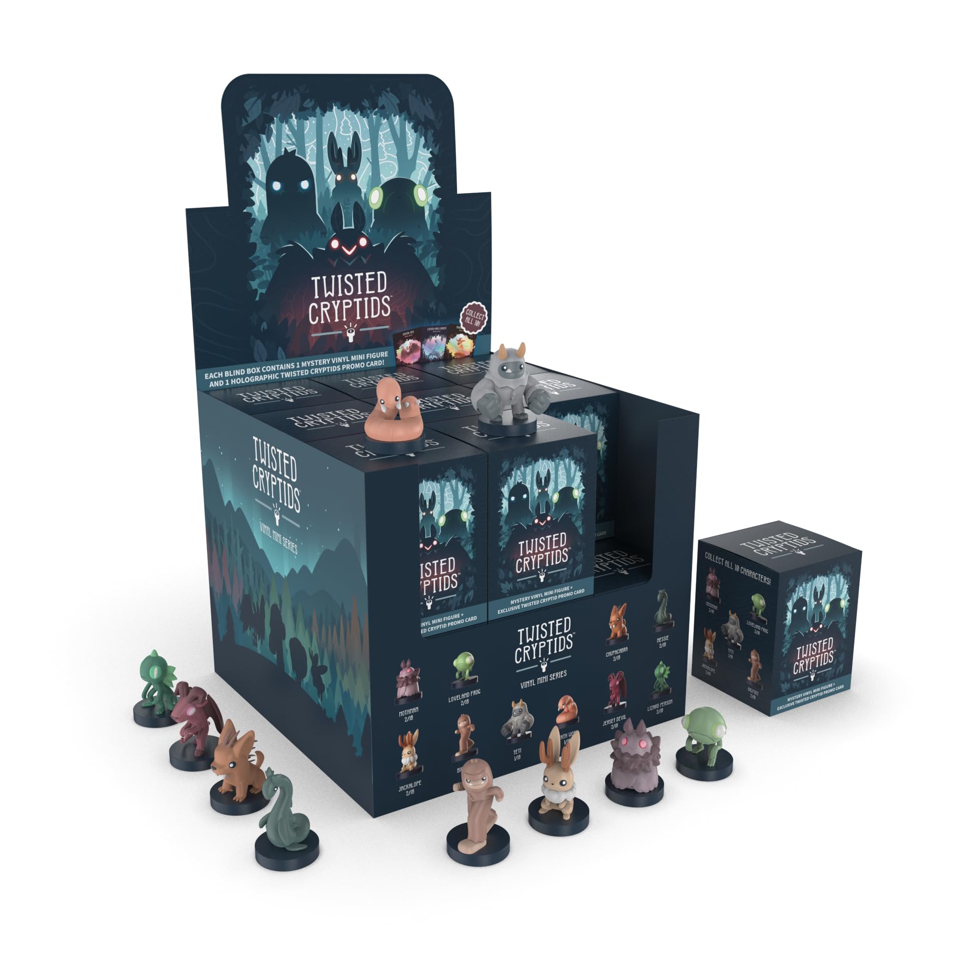 Unstable Games Twisted Cryptids Vinyl Figure Blind Box - Pack of 18 Boxes - Includes a Playable Promo Card - Cute Adorable Figure Mystery Box