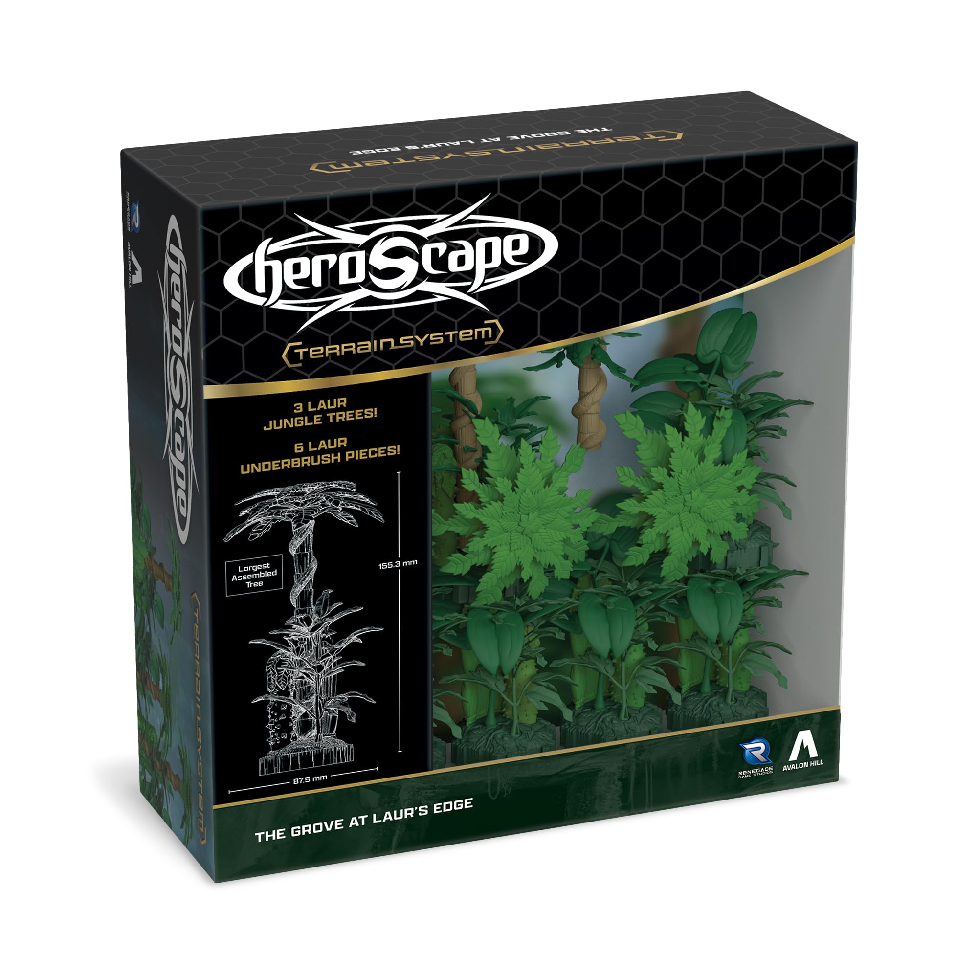 Heroscape The Grove at Laur's Edge Terrain Pack | Build new Jungle environments Over which to Battle for Valhalla Contains : 3 Laur Jungle Trees 6 Laur Jungle Underbrush