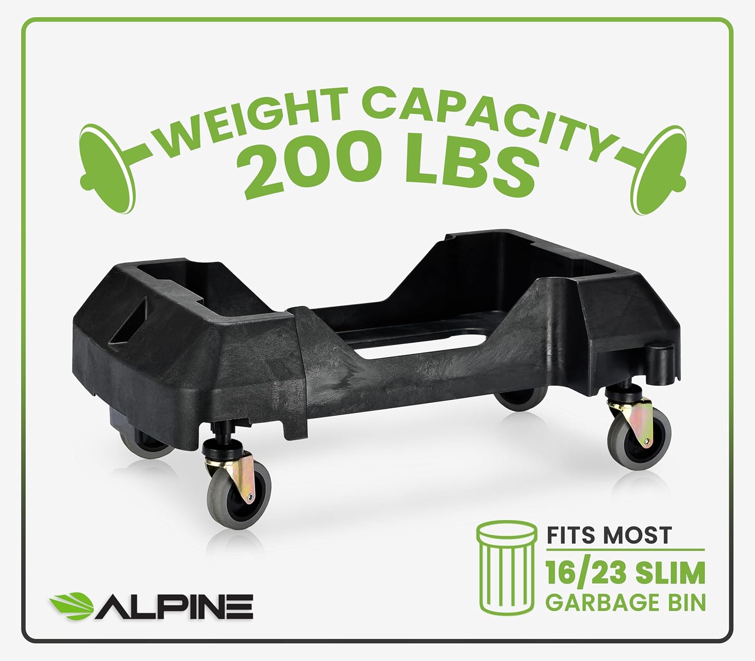 Rectangular Trash Can Dolly, Black