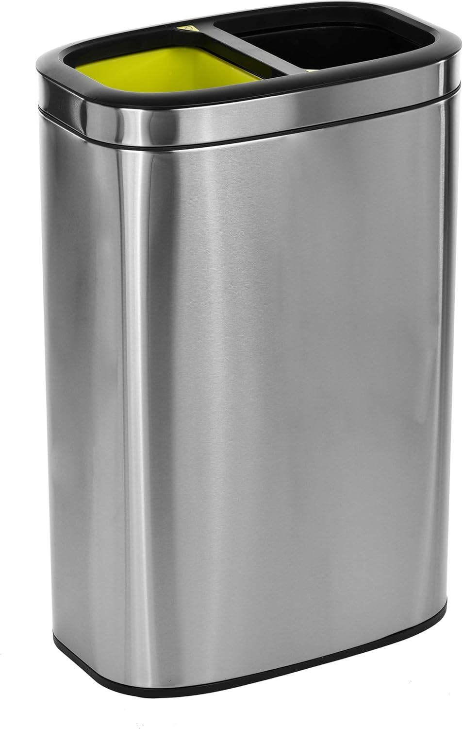 Alpine Industries 40 L / 10.5 Gal Stainless Steel Slim Open Trash Can Dual Compartment, Brushed Stainless Steel
