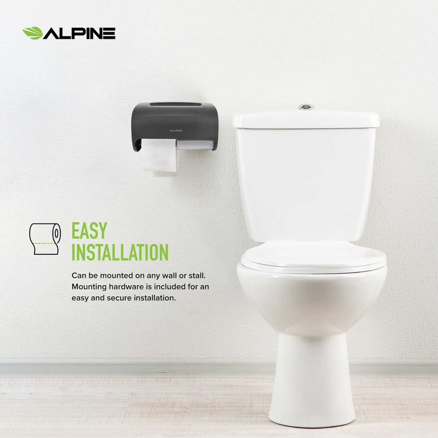 Side-by-Side Double Roll Toilet Tissue Dispenser, Gray