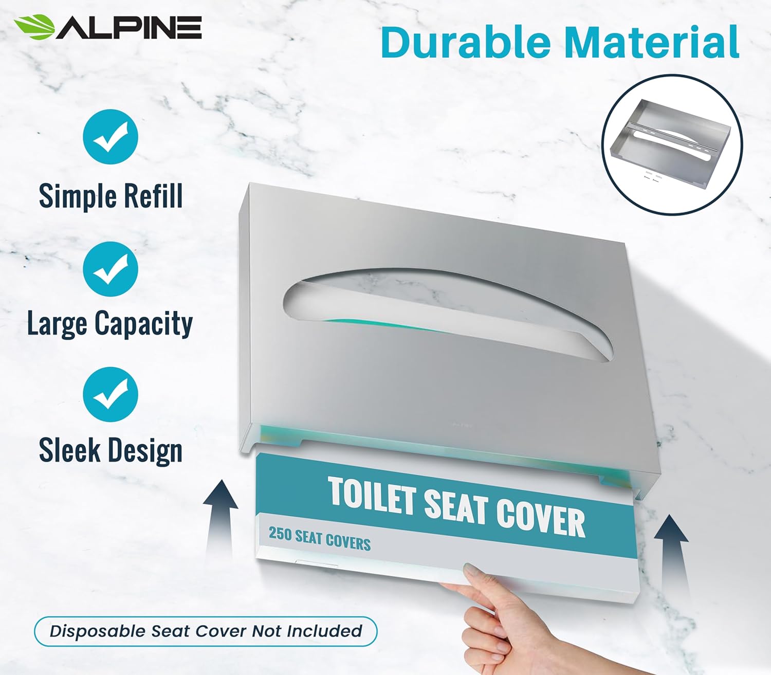 Toilet Seat Cover Dispenser, Stainless Steel Brushed