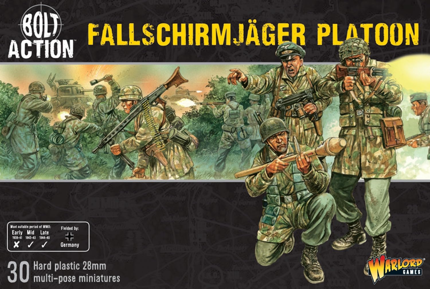 Warlord Games German Fallschirmjager Airborne Paratroopers - 28mm Scale Plastic Miniatures for Bolt Action Highly Detailed World War 2 Miniatures for Table-top Wargaming