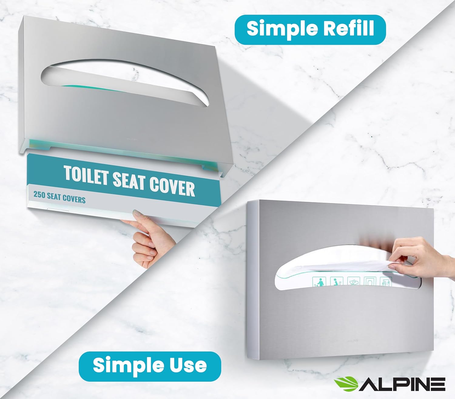 Toilet Seat Cover Dispenser, Stainless Steel Brushed
