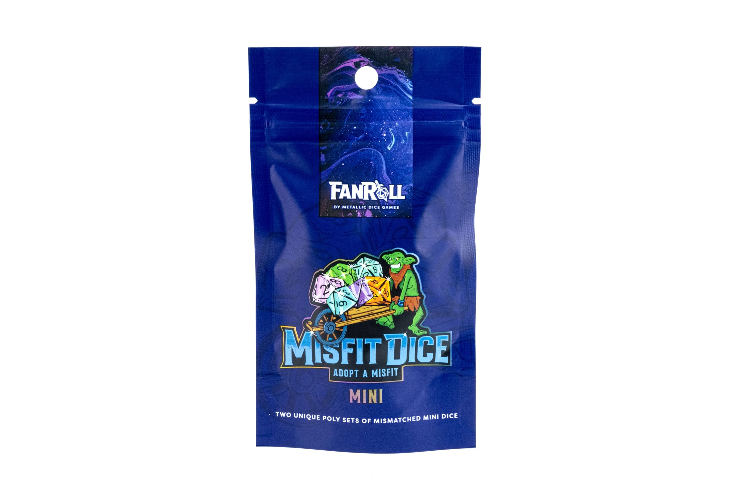 FanRoll Mystery Misfit Mini Polyhedral Resin Dice (Single Pack with 2 Full Sets)