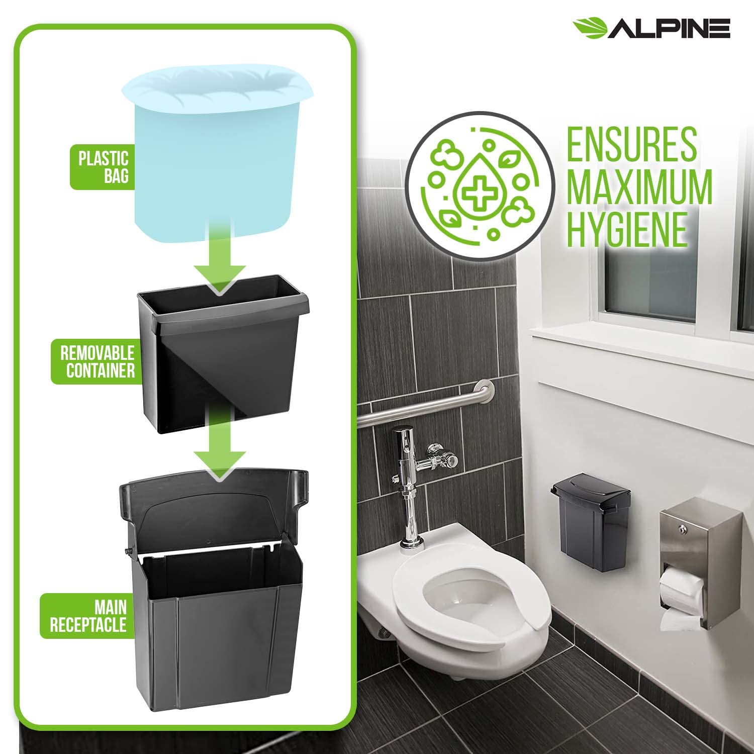 Sanitary Napkin Receptacle, Black