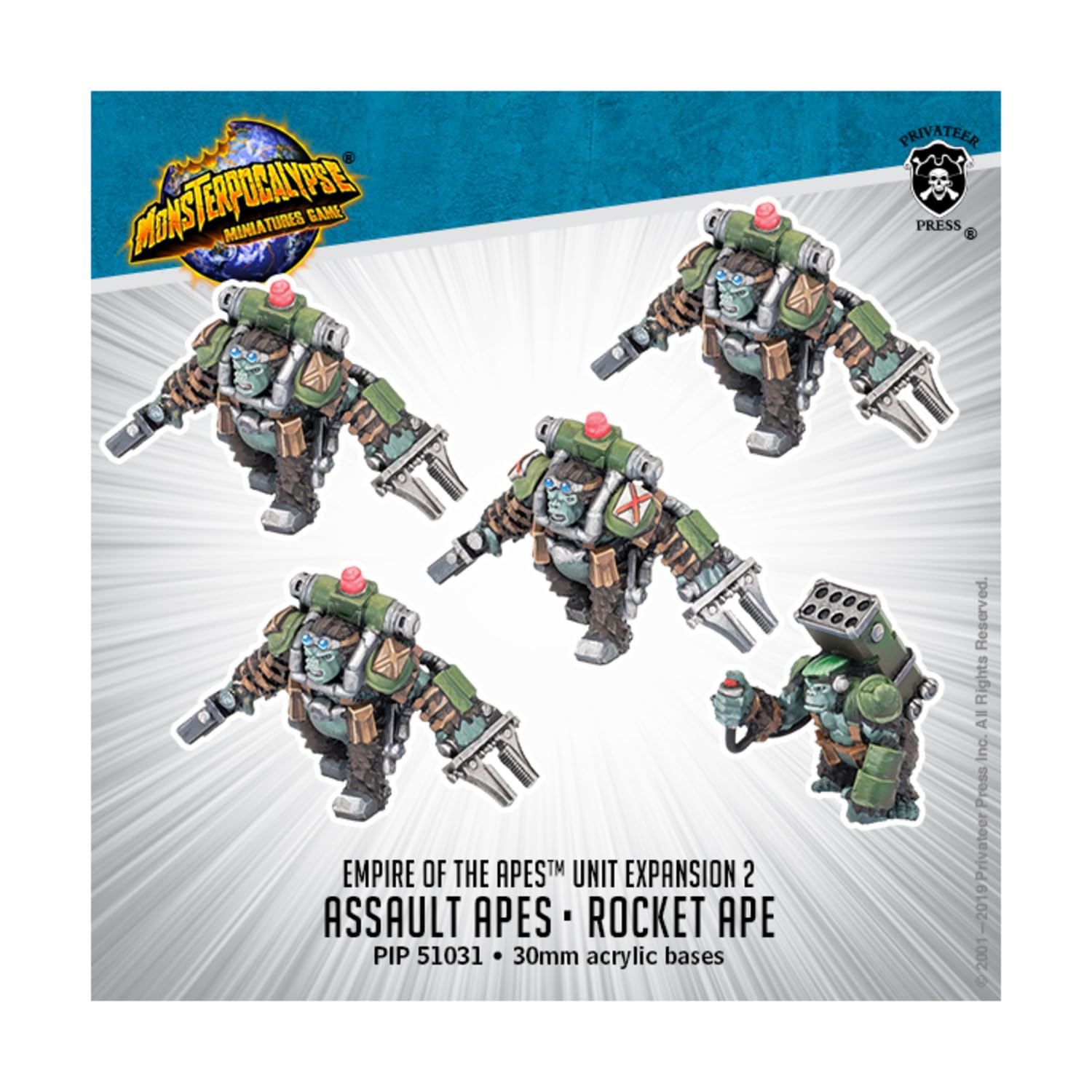 Monsterpocalypse: Empire of The Apes Assault Apes & Rocket Ape Units (White Metal)