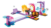 Neo City Knockdown Magnetic Building Set, 45-Piece Magnetic Building Toy, Car Racing Track with Launchers, Floating Hoops and Targets, Construction Toy for Kids