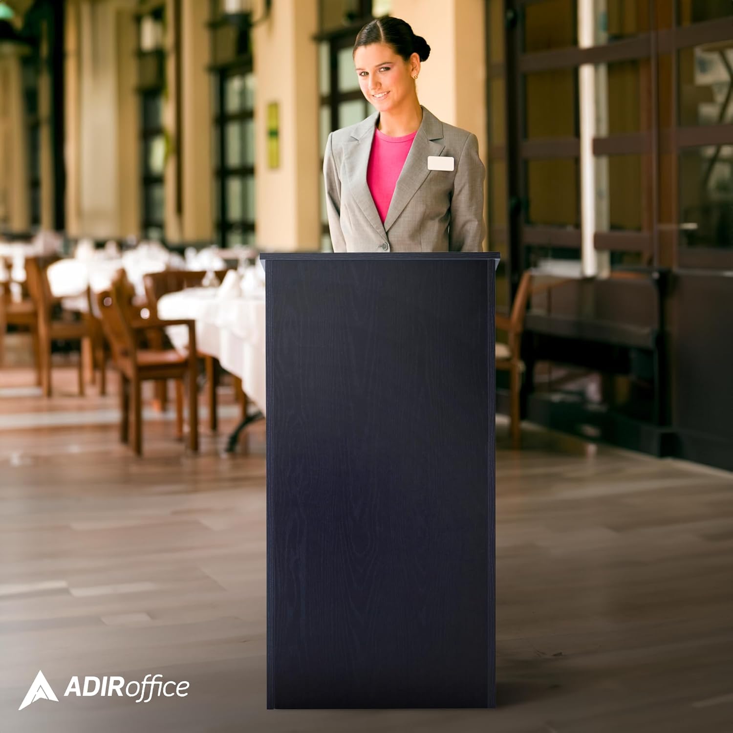 Black Wood Stand-up Podium Lectern with Black Cover