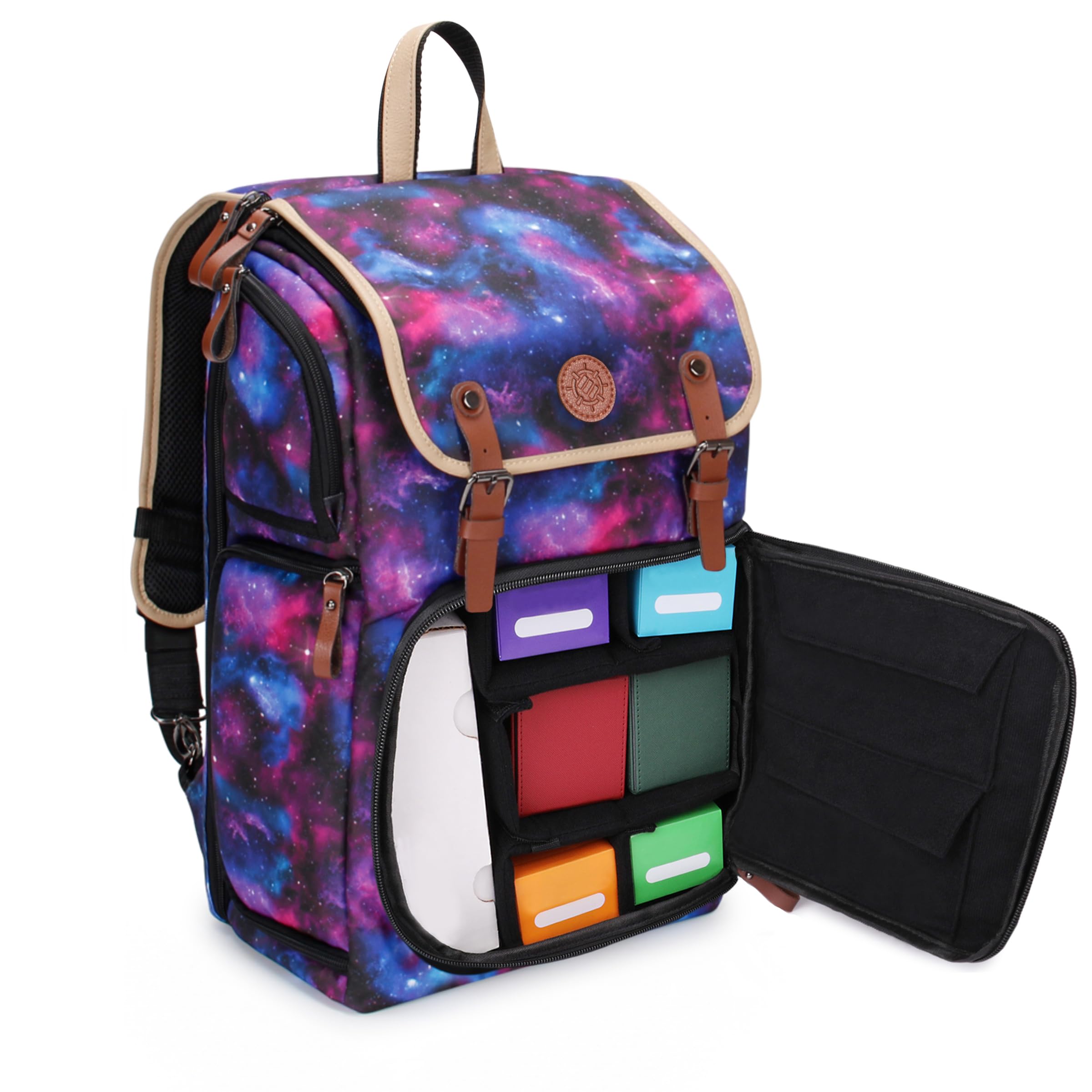 ENHANCE Designer Edition TCG Backpack - MTG Deck Bag Card Binder Space, TCG Deck Box Storage, MTG Playmat Holder - Card Storage Compatible with Magic the Gathering, Pokemon, Lorcana (Canvas Galaxy)