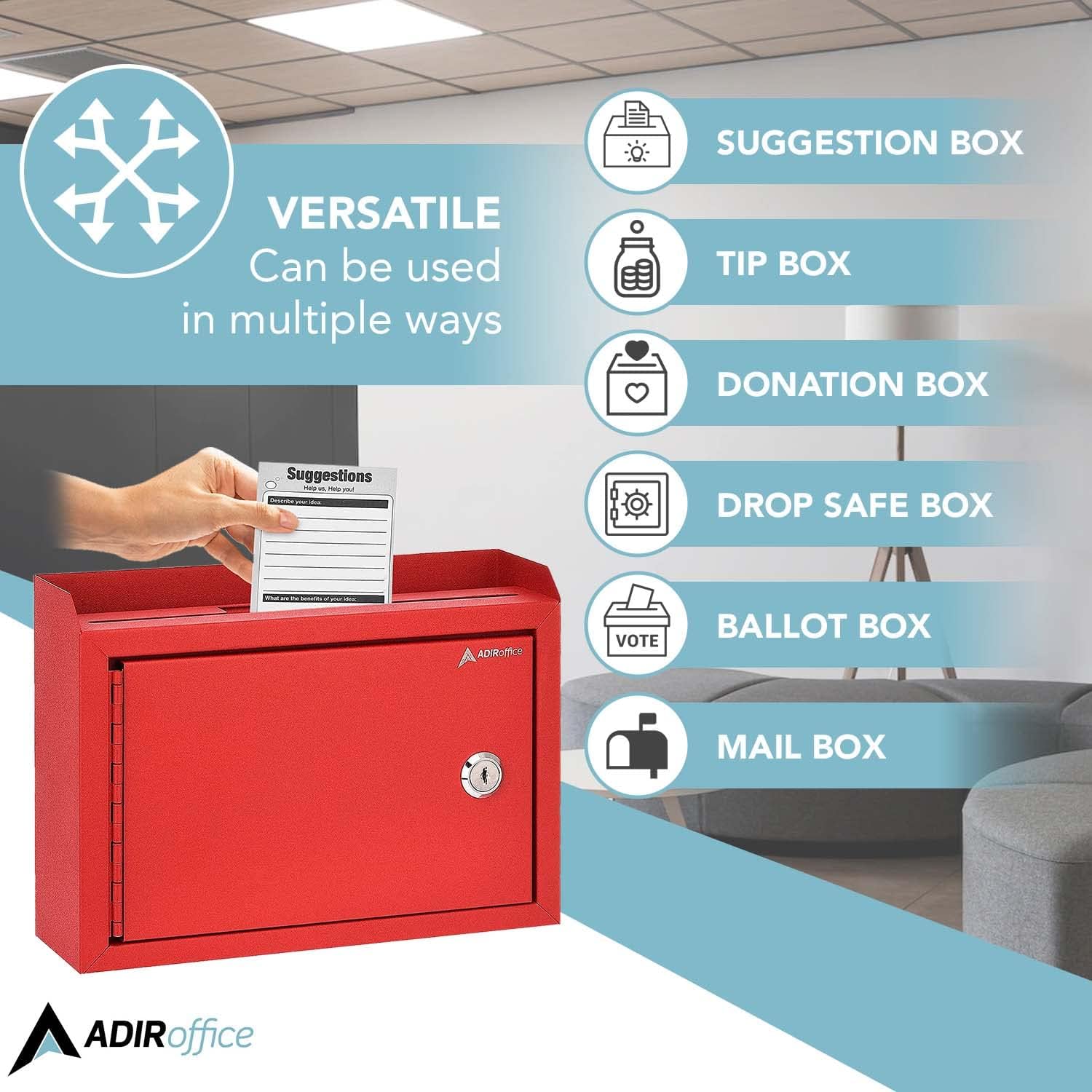Wall Mountable Medium Size Steel Multi-Purpose Suggestion Drop Box