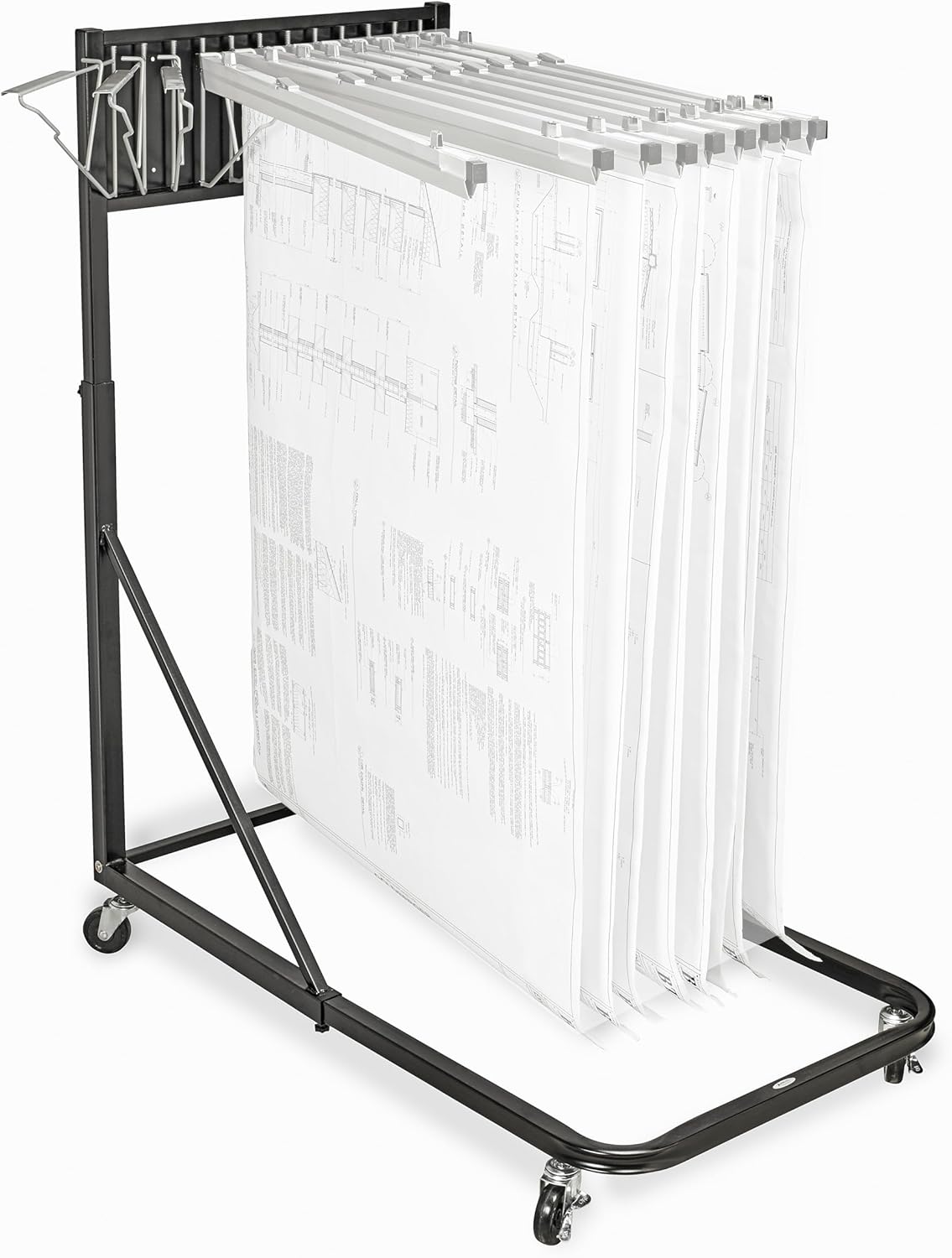 Vertical File Rolling Stand for Blueprints, Black