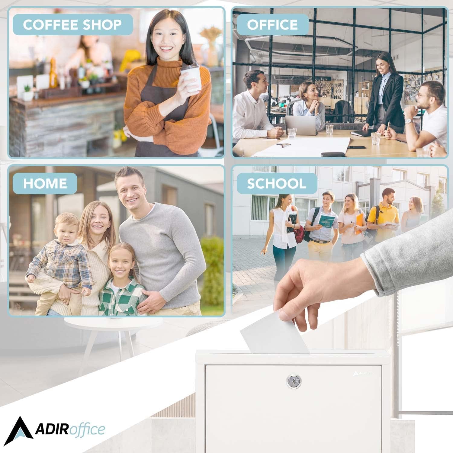 Large Size White Steel Multi-Purpose Drop Box with Suggestion Cards