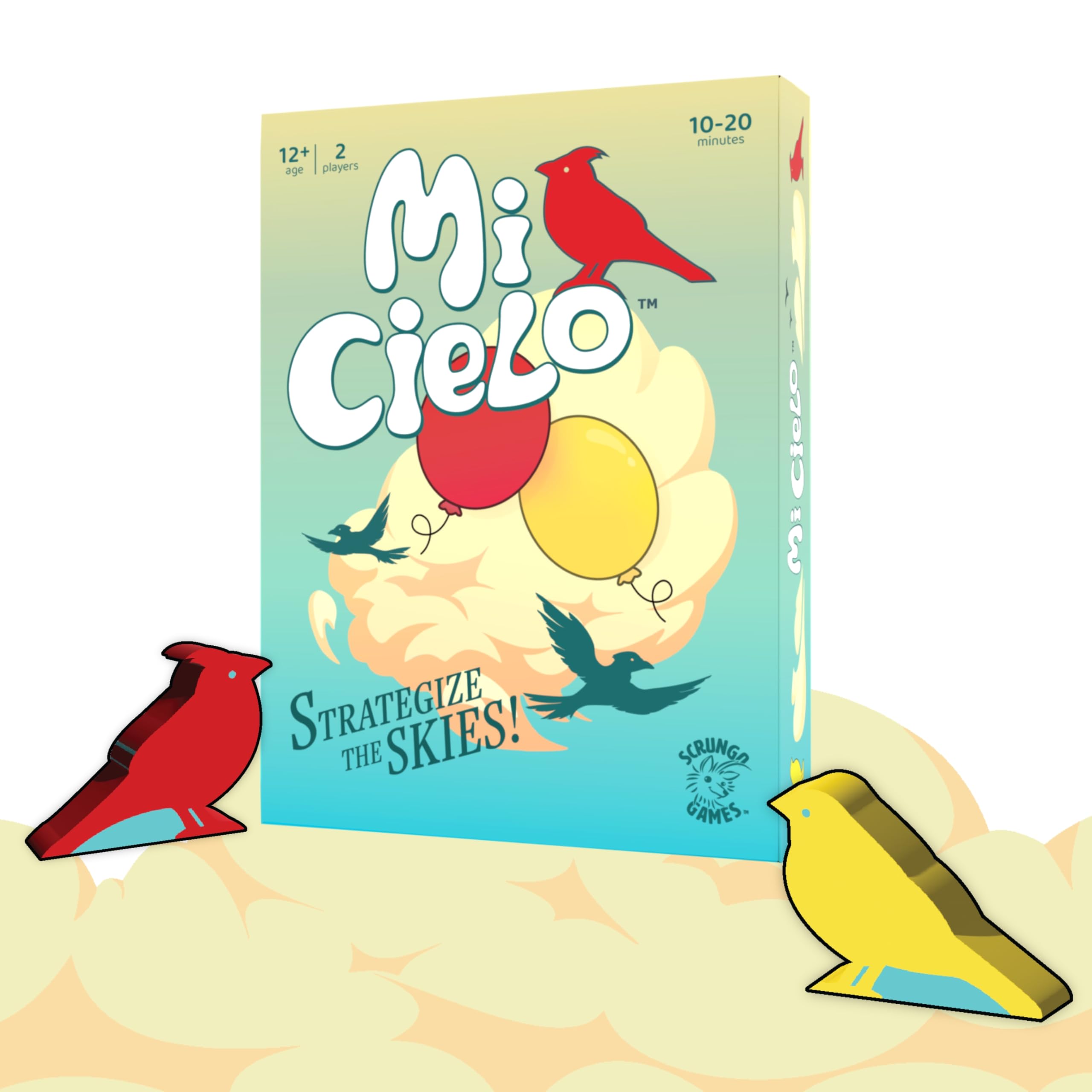 Scrungo Games Mi Cielo – Strategy Card Game for 2–6 Players | Fun Bird-Adventure Gameplay with Figurines | Includes 28 Cards & Rulebook | Family Friendly Gift