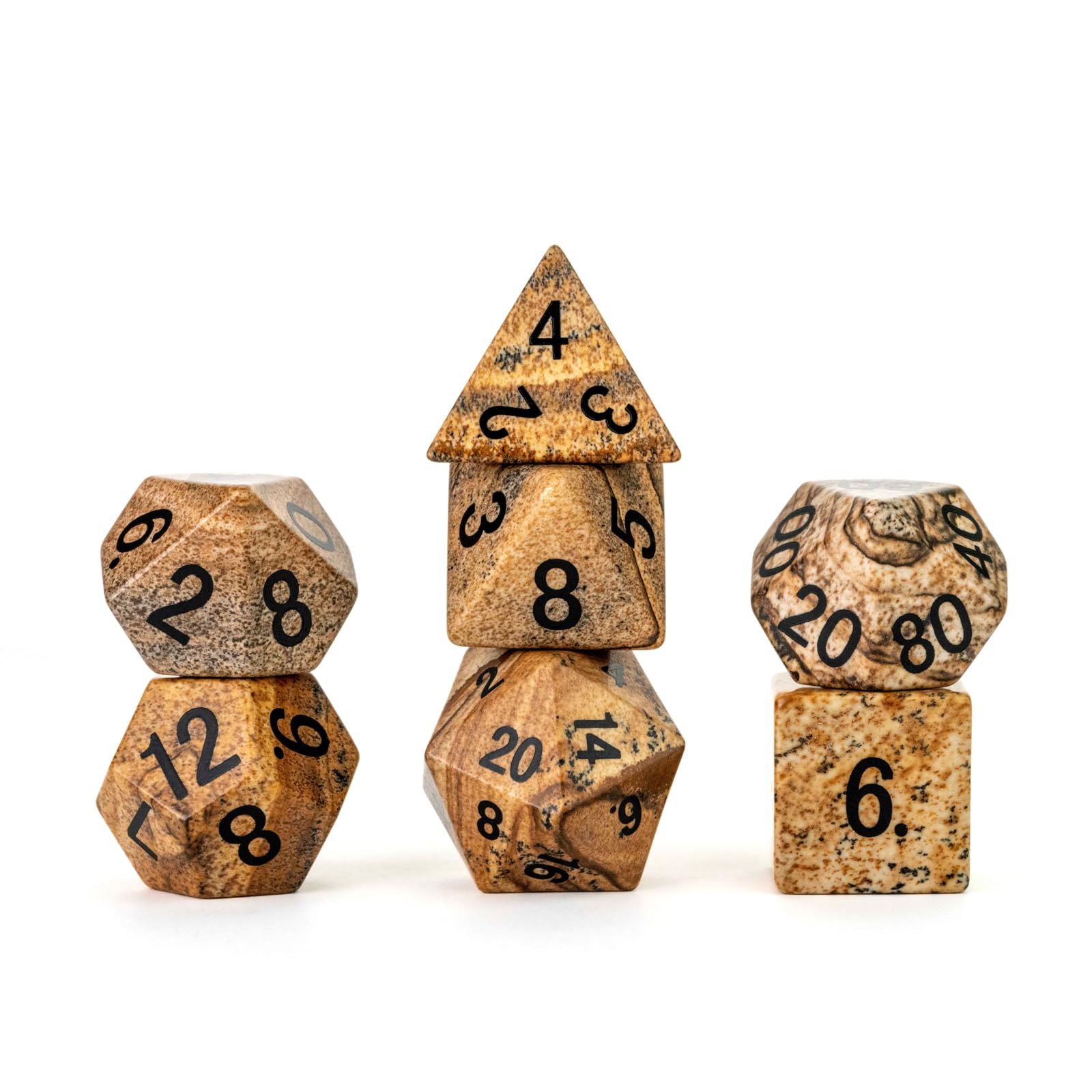FanRoll Mystic Mines Jasper: 16mm Stone Polyhedral Dice Set