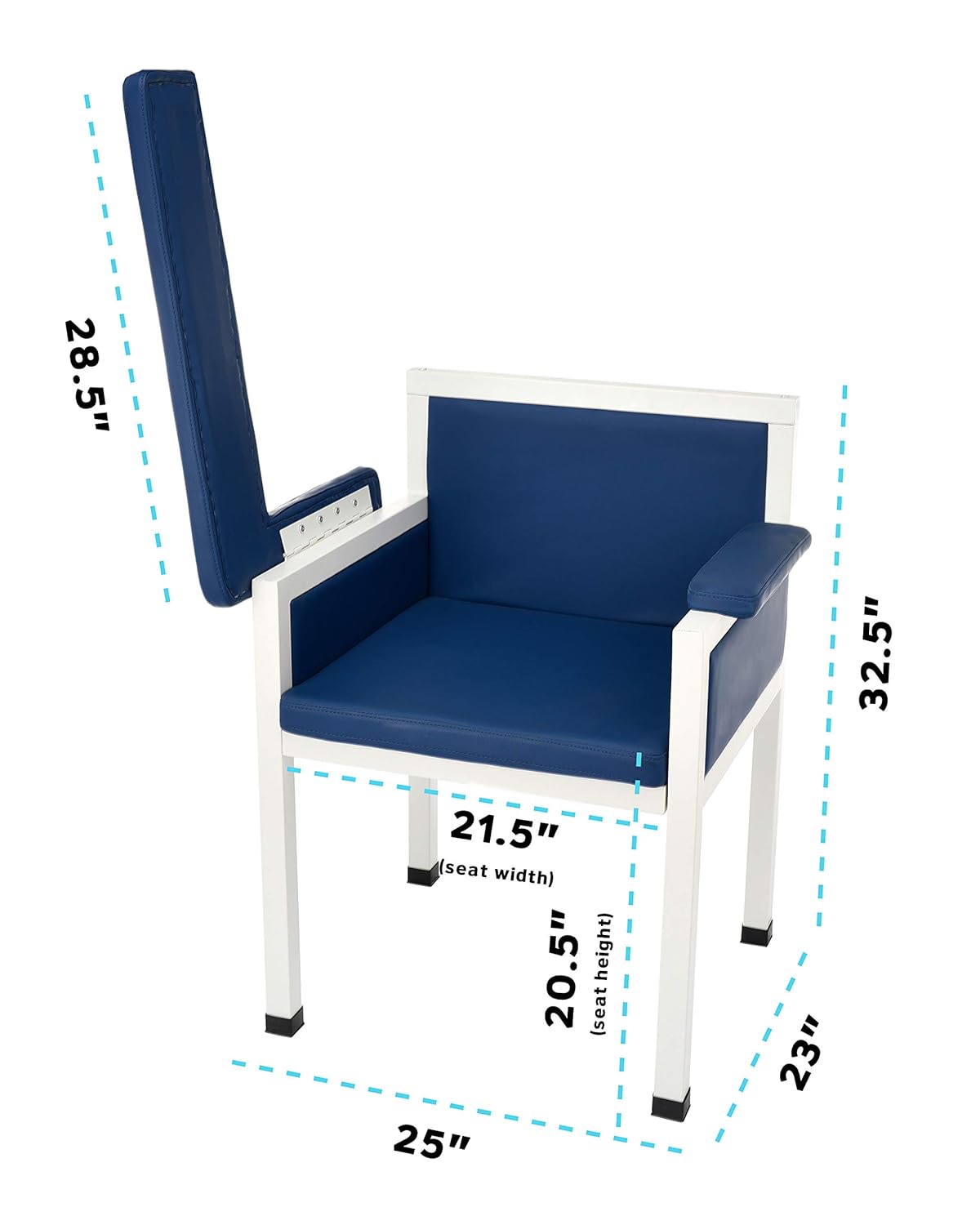 Blue Luxe Upholstered Phlebotomy Blood Drawing Chair