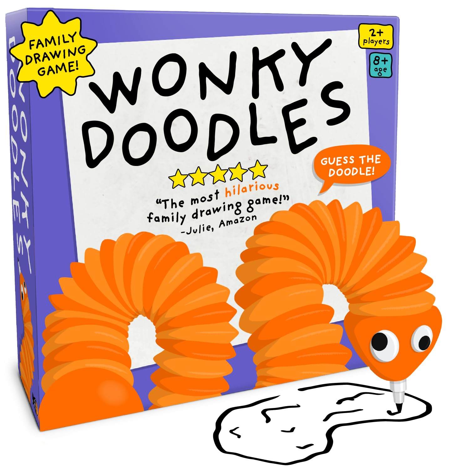Lucky Egg Wonky Doodles – Hilarious Drawing Games for Family Game Night & Parties – Family Board Games for Adults with Wonky Doodler, 150 Word Cards & Whiteboard – Best Family Games for Ages 8+