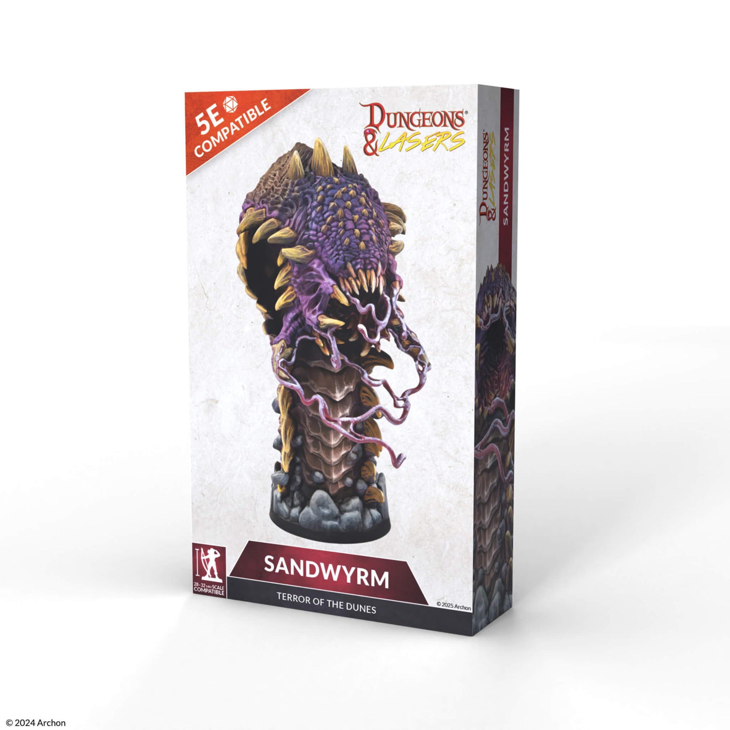 Dungeons & Lasers: Sandwyrm Terror of The Dunes DND Miniature - Large Model with Scenic Base - Unpainted, Unassembled - for Ages 14 Years +