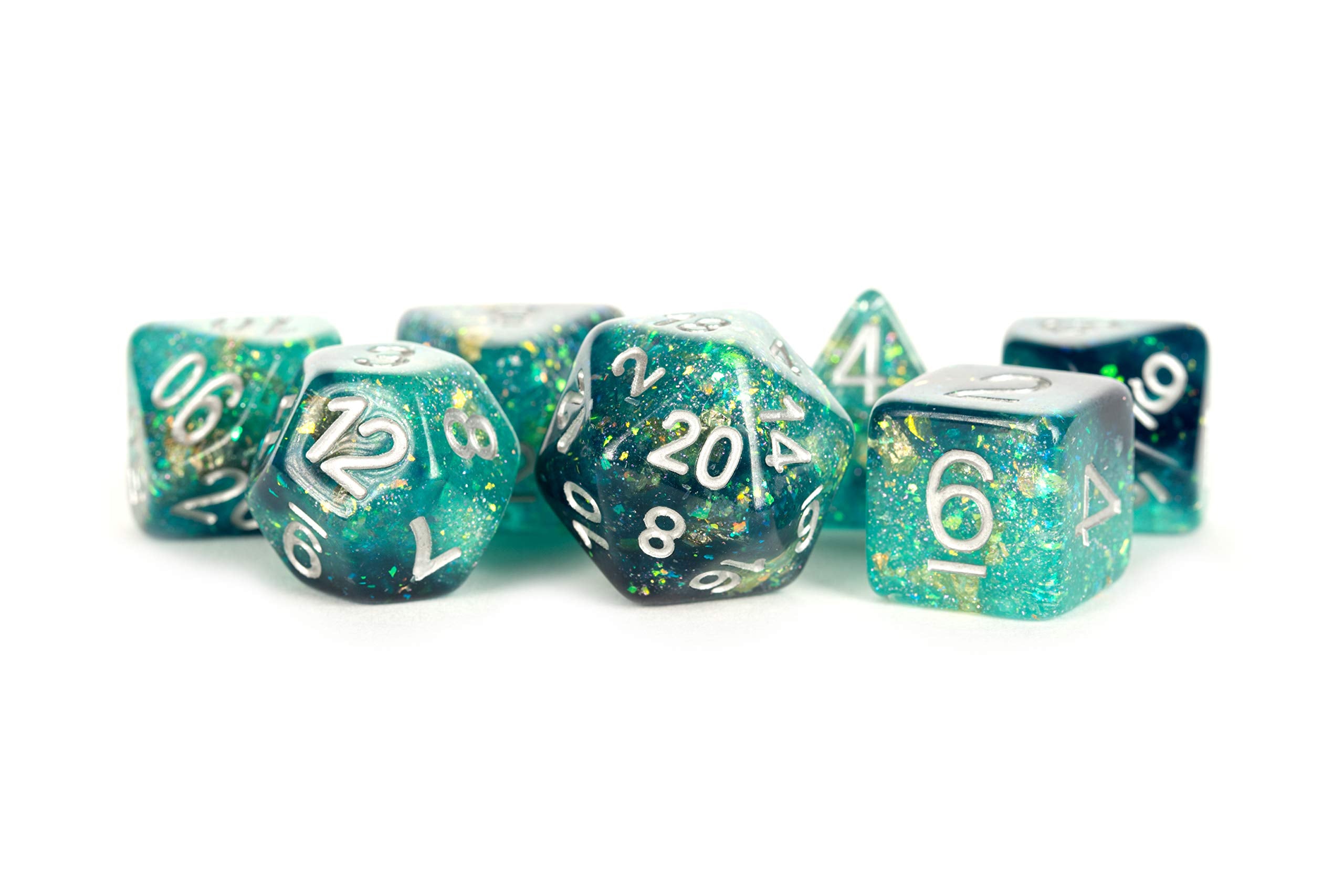 FanRoll 16mm Resin Polyhedral Dice Set: Eternal Teal/Black