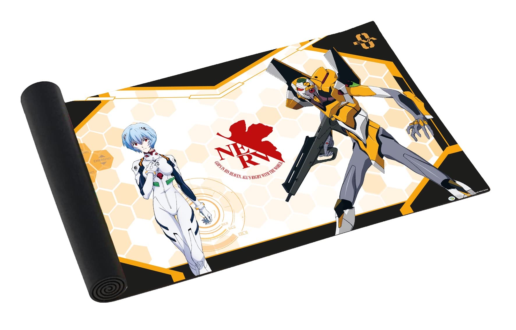 Japanime Games Evangelion: EVA 00 Playmat Gaming Playmat | Large Size (24” x 14”) | Premium Neoprene Surface, Non-Slip Base | Your Favorite Heroes