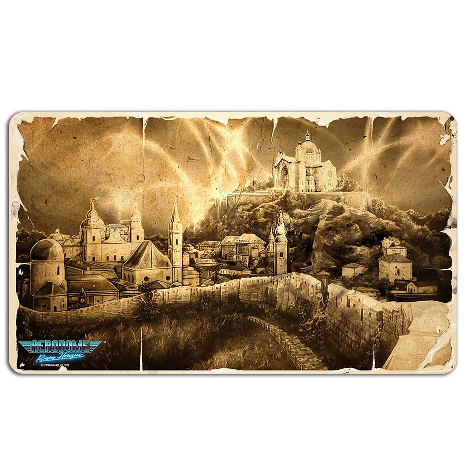 Ephyrean Games Aerodome: Game Mat - Battle of Rose Hill -14 x 24 Neoprene Mat, Scenic Image, Tactical Aerial Combat Card Game Accessory