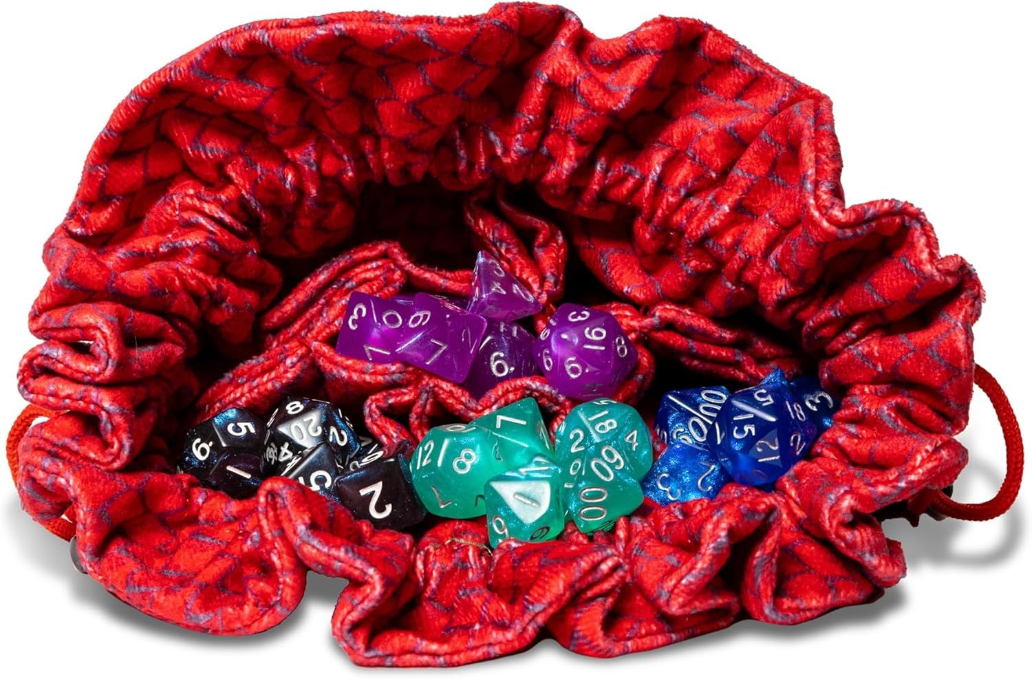 FanRoll Dragon Storm Velvet Compartment Dice Bag: Red Dragon Scales