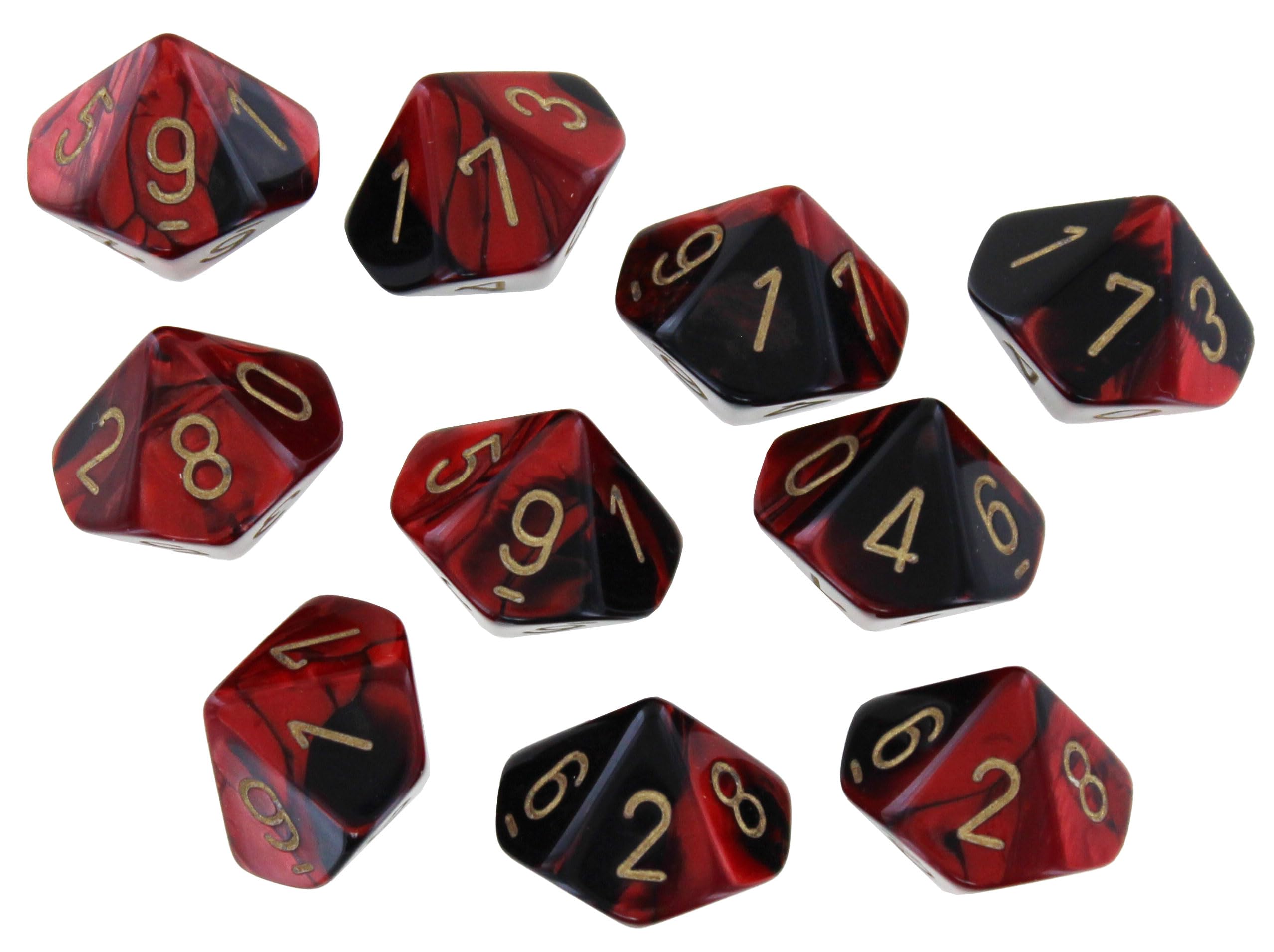 d10 Clamshell Gemini Blackand Red with Gold (10)