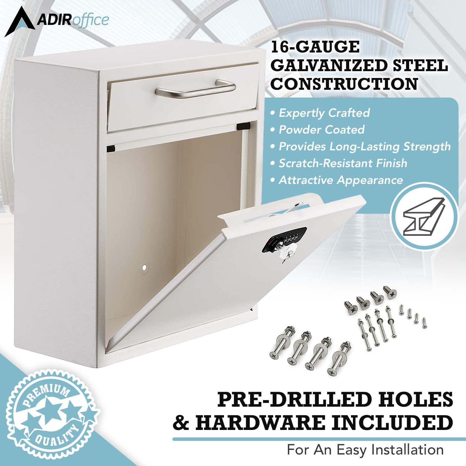 Medium Wall Mountable Mailbox with Key and Combination lock