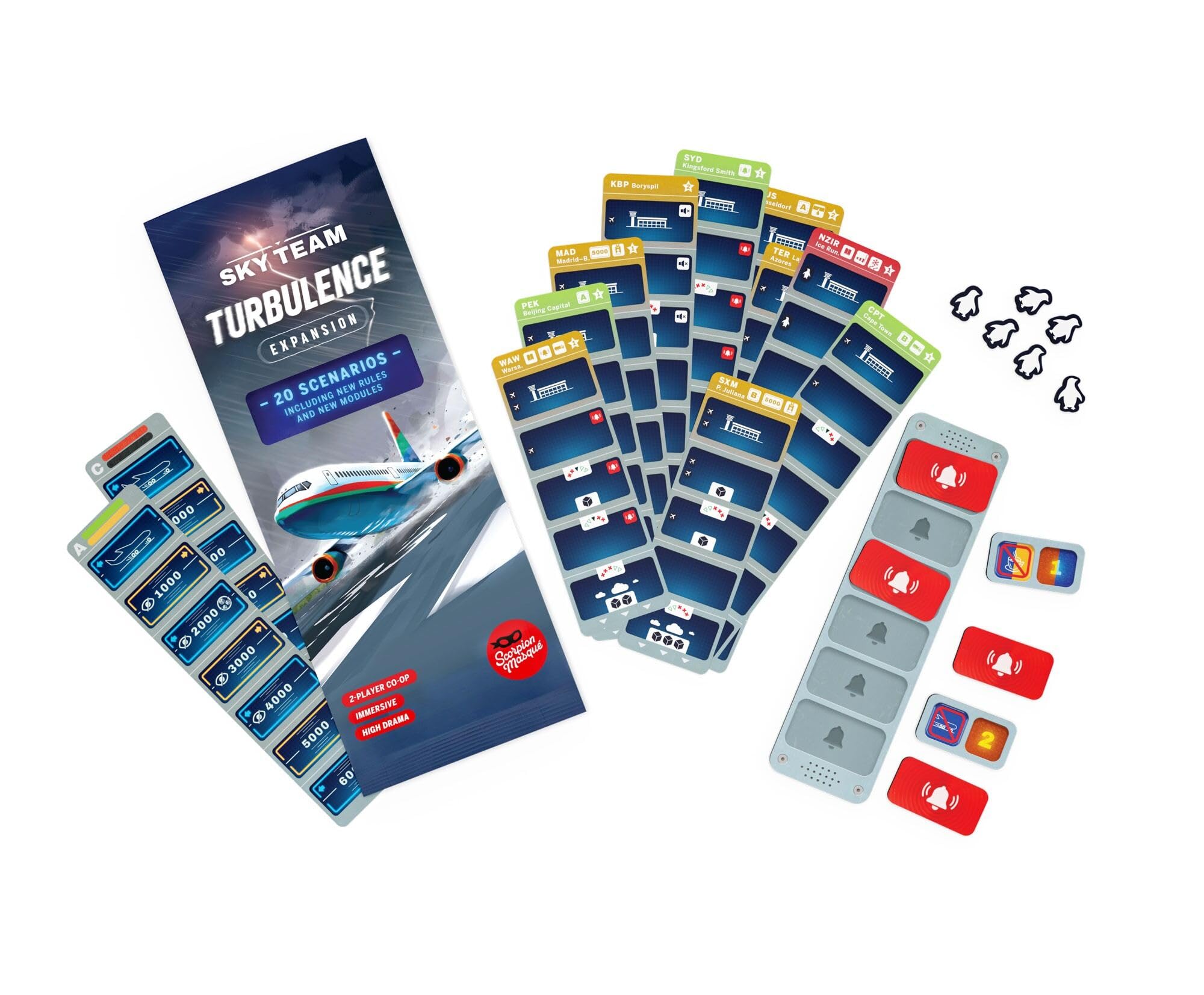 Scorpion Masqué Sky Team Turbulence Expansion | Cooperative Dice Game | Ages 12+ | 2 Players | 20 Minutes