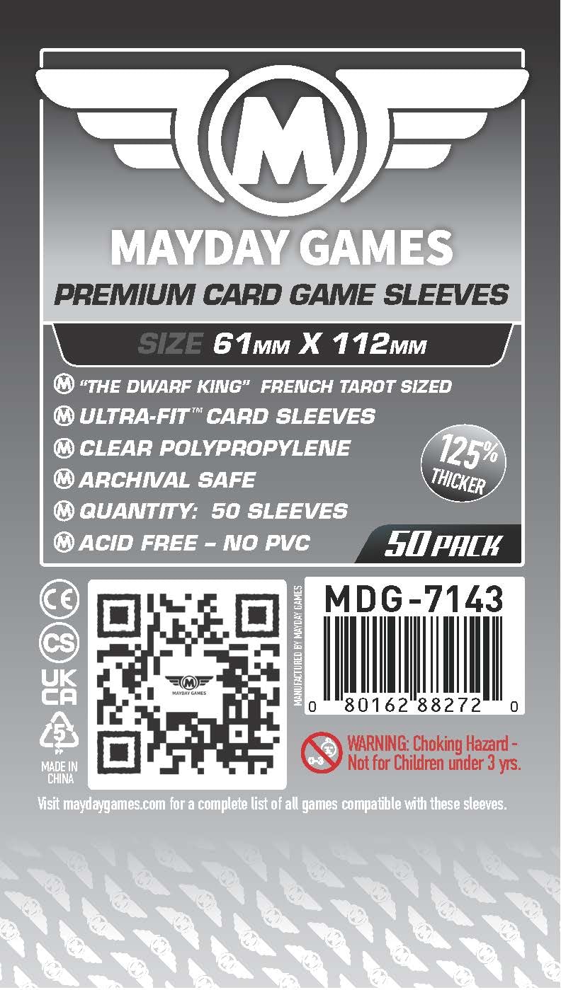 50 MayDay 61 x 112 Dwarf King French Tarot Premium Card Sleeves Board Game - Board Game Cases
