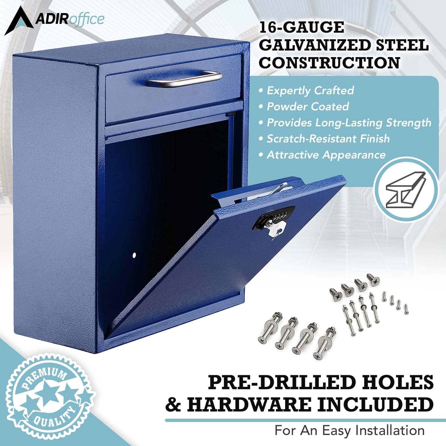 Medium Wall Mountable Mailbox with Key and Combination lock