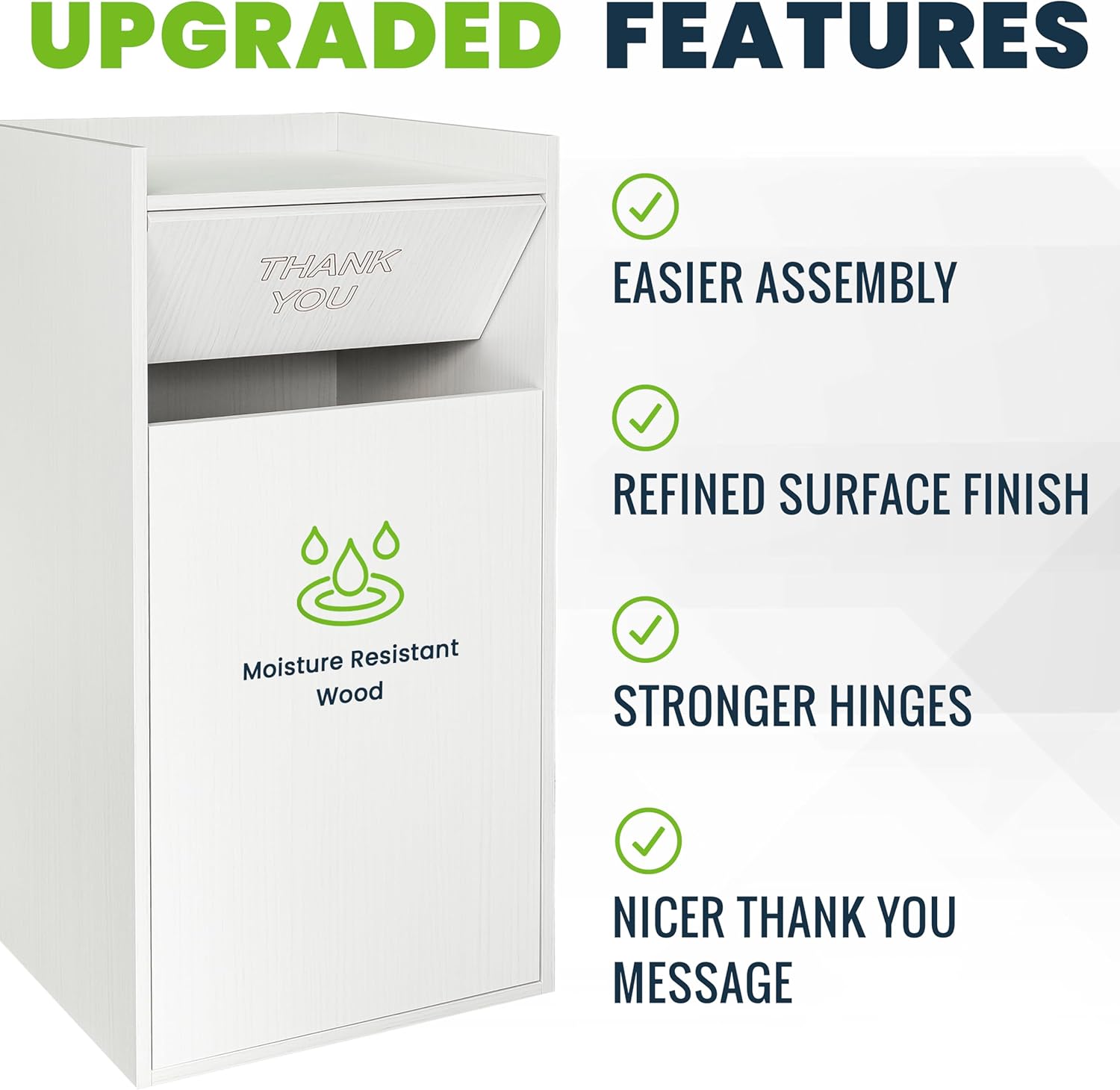 White 40 Gallon Wood Receptacle Enclosure with Drop Hole and Tray Shelf