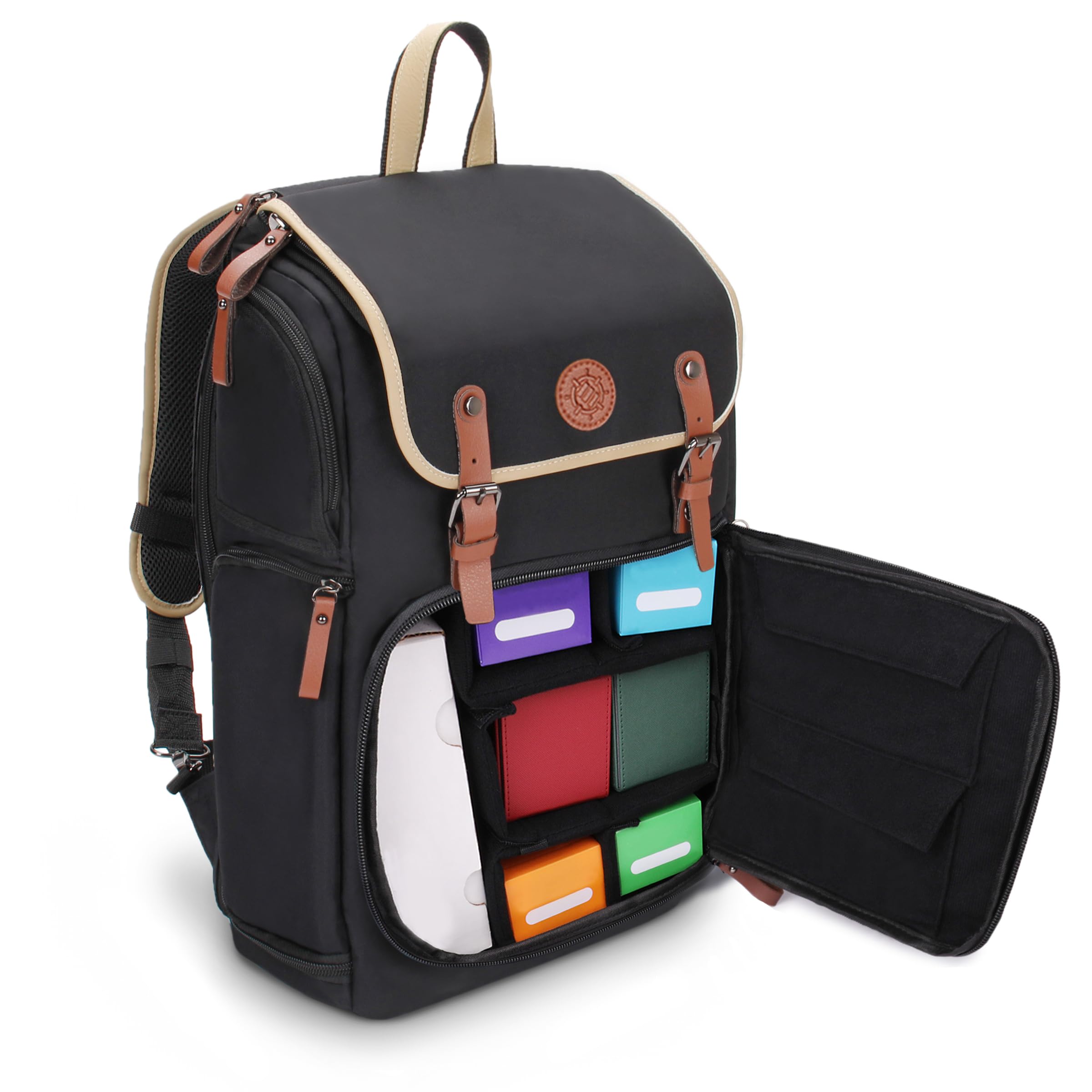 ENHANCE Designer Edition TCG Backpack - MTG Deck Bag Card Binder Space, TCG Deck Box Storage, MTG Playmat Holder - Card Storage Compatible with Magic the Gathering, Pokemon, Lorcana (Canvas Black)