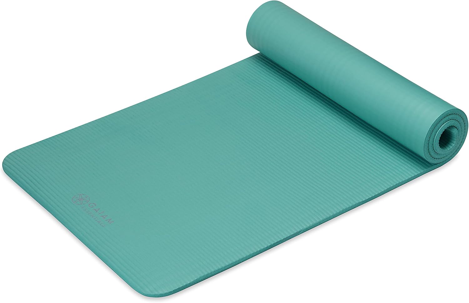 Gaiam Essentials 2/5" Thick (10mm) Yoga & Pilates, Fitness & Exercise Mat with Easy-Cinch Carrier Strap Cushion Support For Fitness and Gym Workouts - Teal